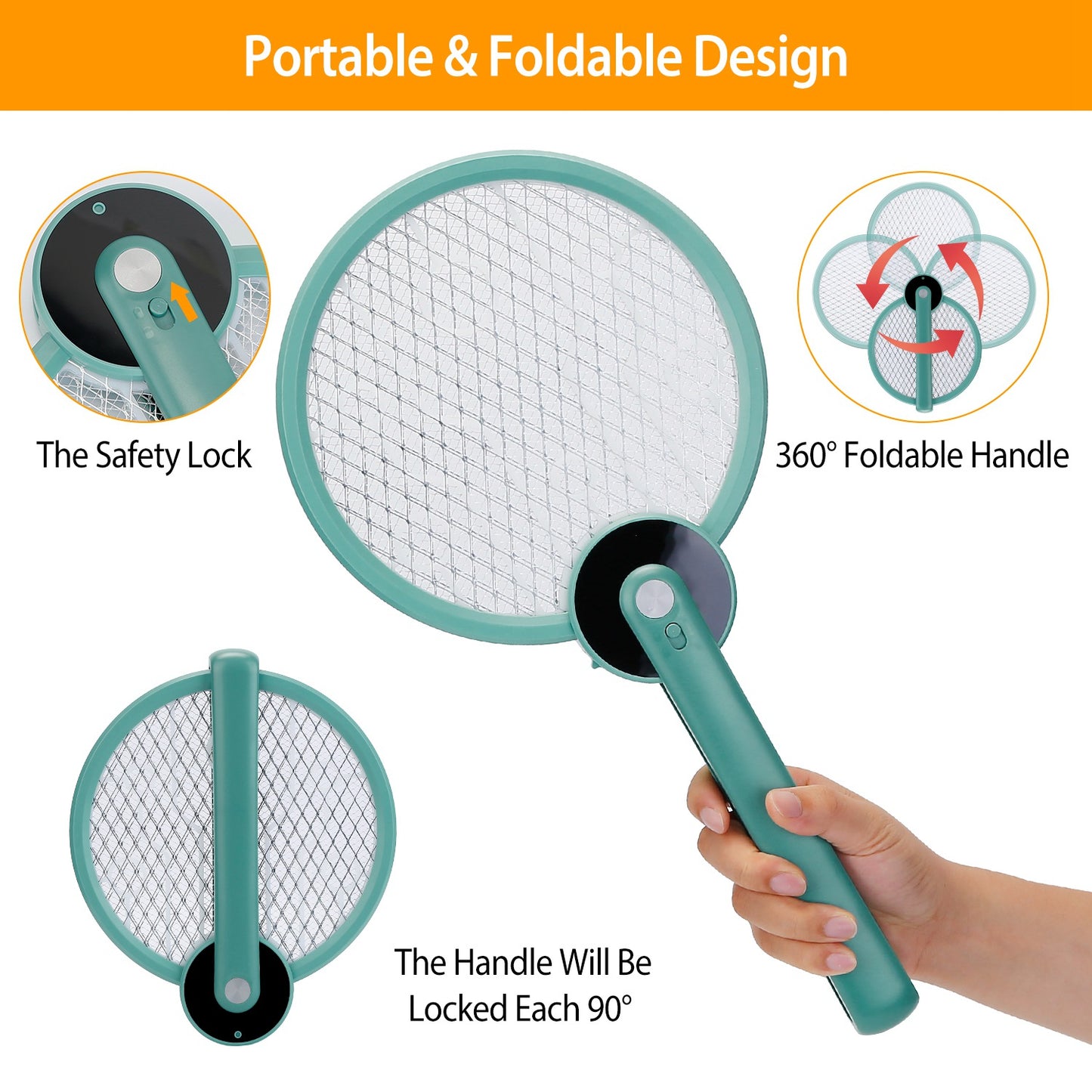 Electric Mosquito Swatter Bug Zapper Fly Insect Killer Lamp 2 in 1 Foldable Harmless Odorless Noiseless Trap Catcher