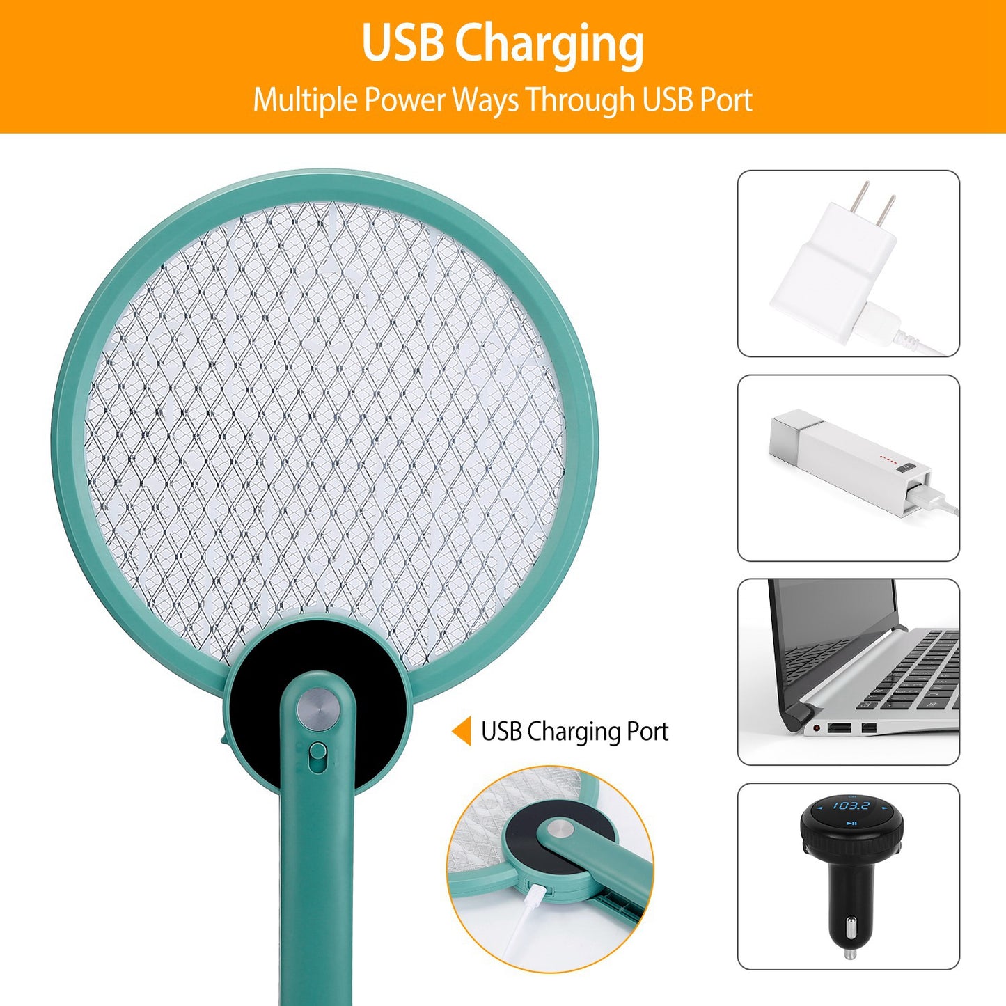 Electric Mosquito Swatter Bug Zapper Fly Insect Killer Lamp 2 in 1 Foldable Harmless Odorless Noiseless Trap Catcher
