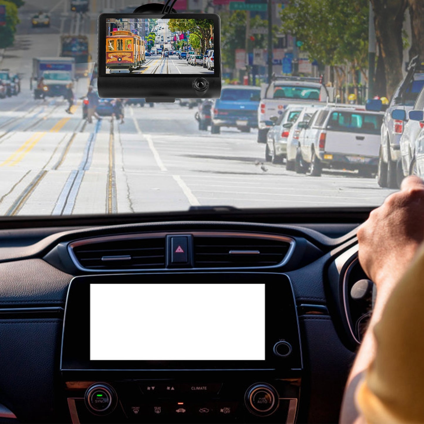 FHD 1080P Car DVR Dash Camera 4In 3 Lens Vehicle Driving Recorder Seamless Recording