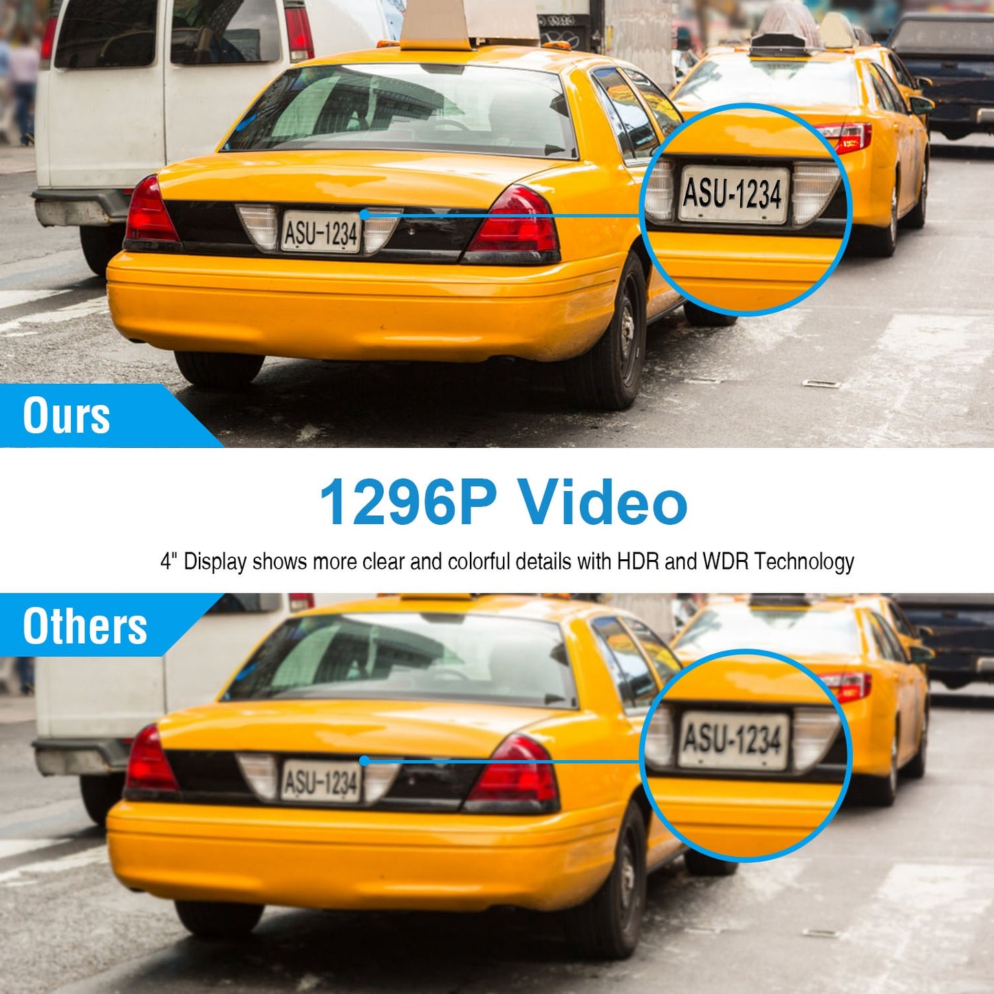 FHD 1080P Car DVR Dash Camera 4In 3 Lens Vehicle Driving Recorder Seamless Recording