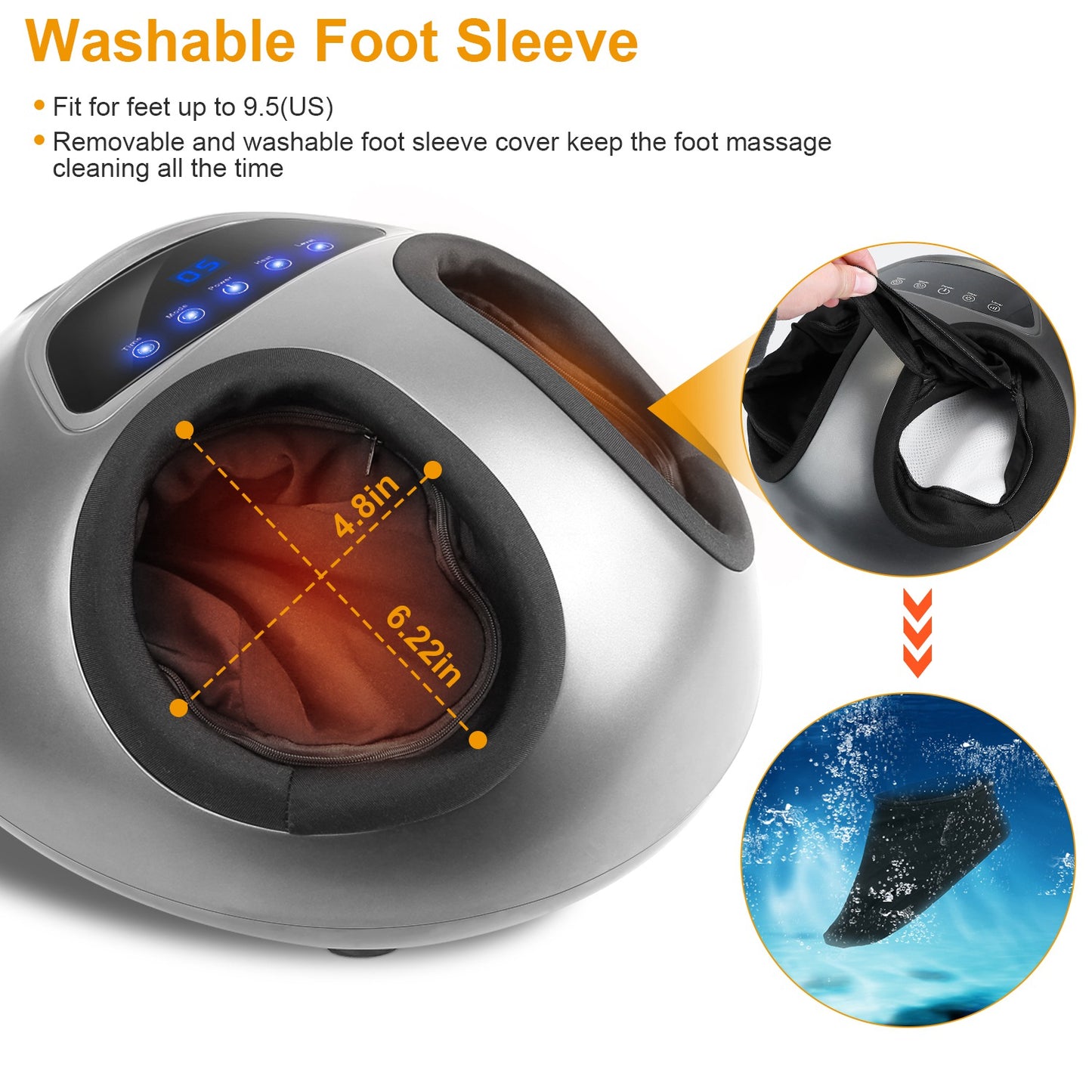 Electric Foot Massager Heat Therapy Kneading Air Compression Machine Intensity Time Setting Foot Pain Relief Massagers US9.5 Home Office