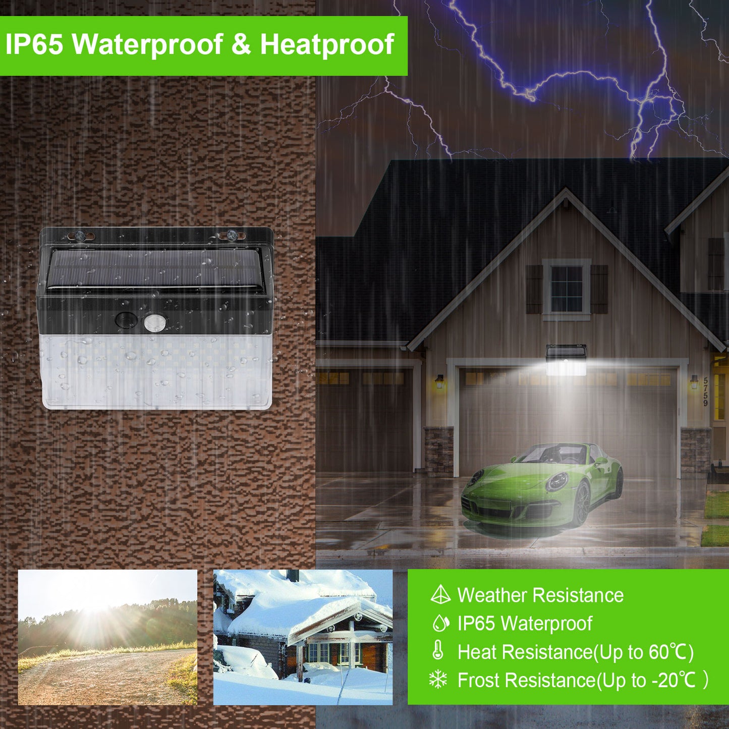 Solar Wall Light Outdoor 206LEDs PIR Motion Sensor Lamps IP65 Waterproof Lighting For Garage Front Door Garden Pathway