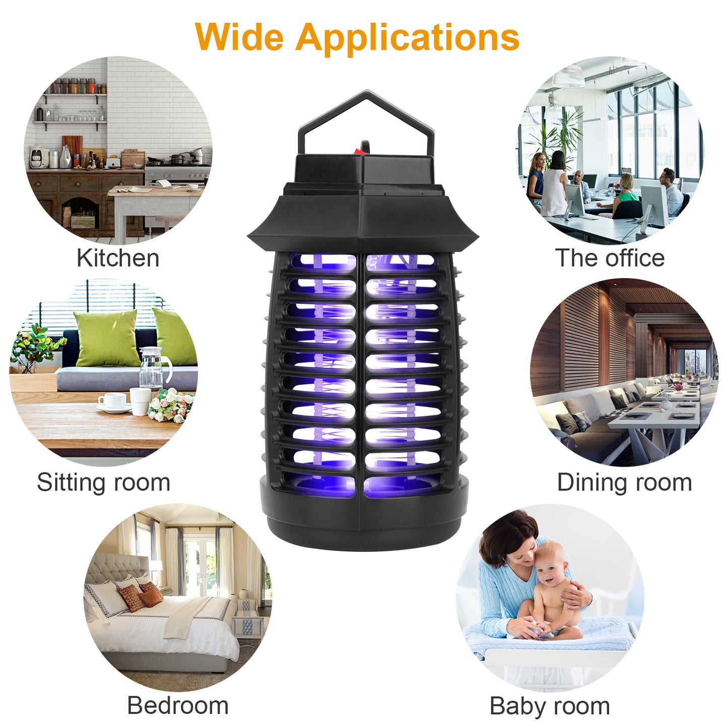 Bug Zapper Electric UV Mosquito Killer Lamp Insect Killer Light Pest Fly Trap Catcher Harmless Odorless Noiseless Narrow Safe Gap