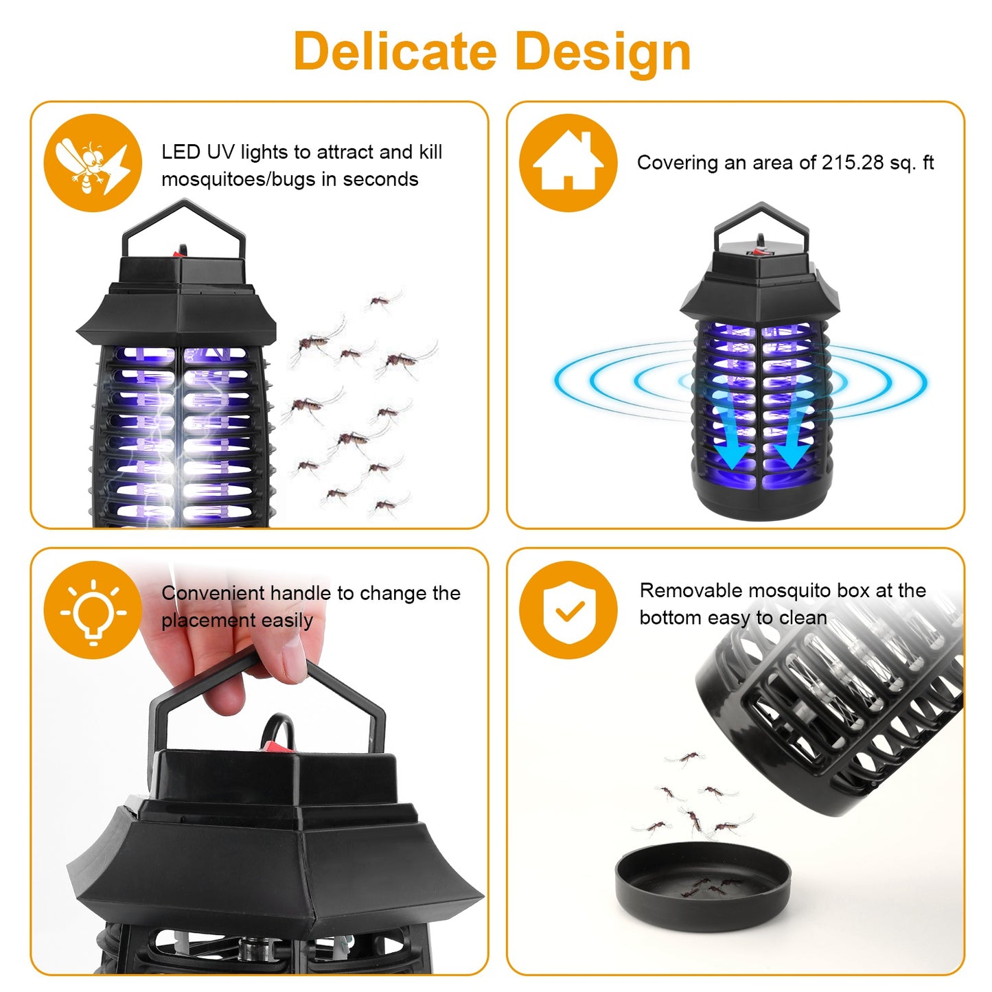 Bug Zapper Electric UV Mosquito Killer Lamp Insect Killer Light Pest Fly Trap Catcher Harmless Odorless Noiseless Narrow Safe Gap