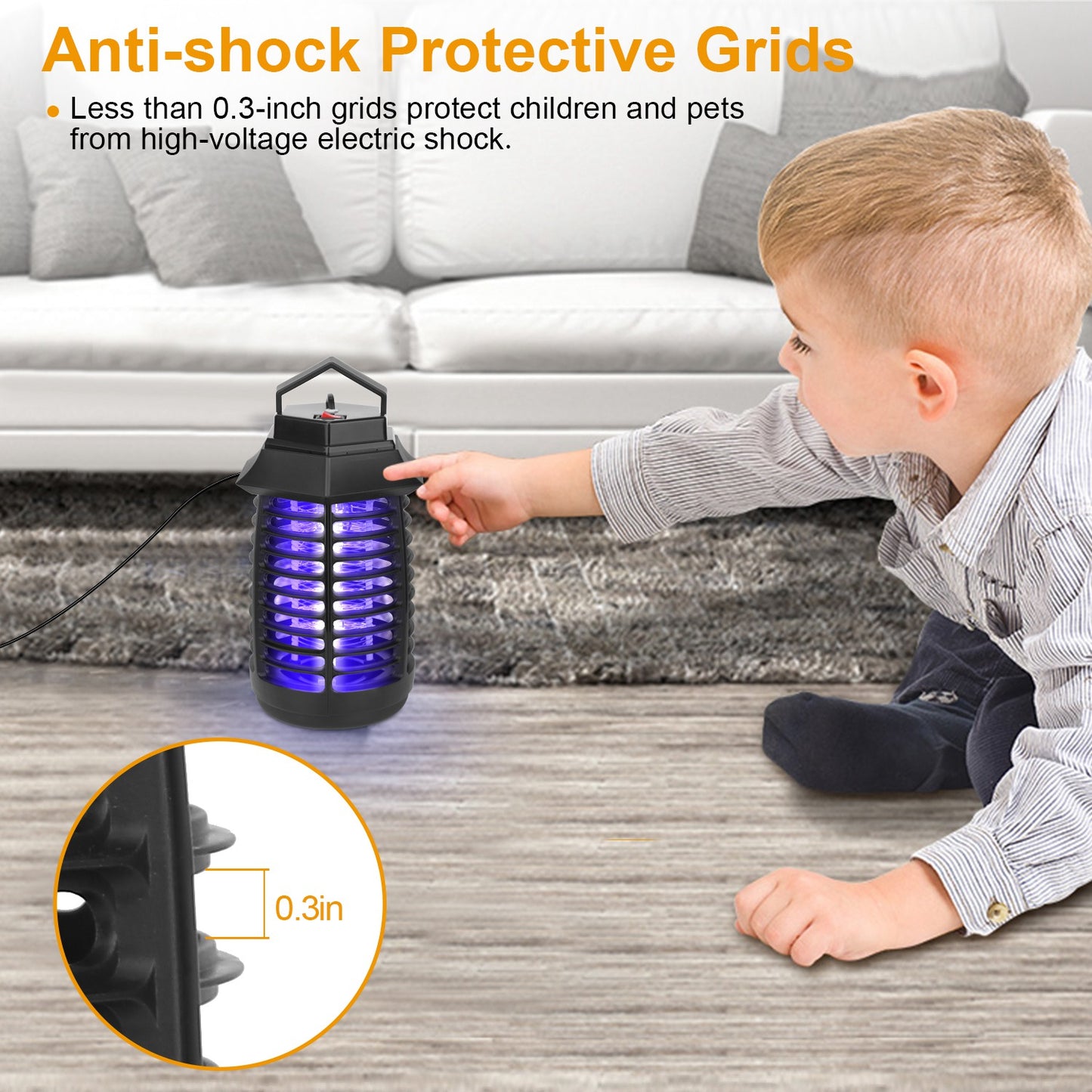 Bug Zapper Electric UV Mosquito Killer Lamp Insect Killer Light Pest Fly Trap Catcher Harmless Odorless Noiseless Narrow Safe Gap