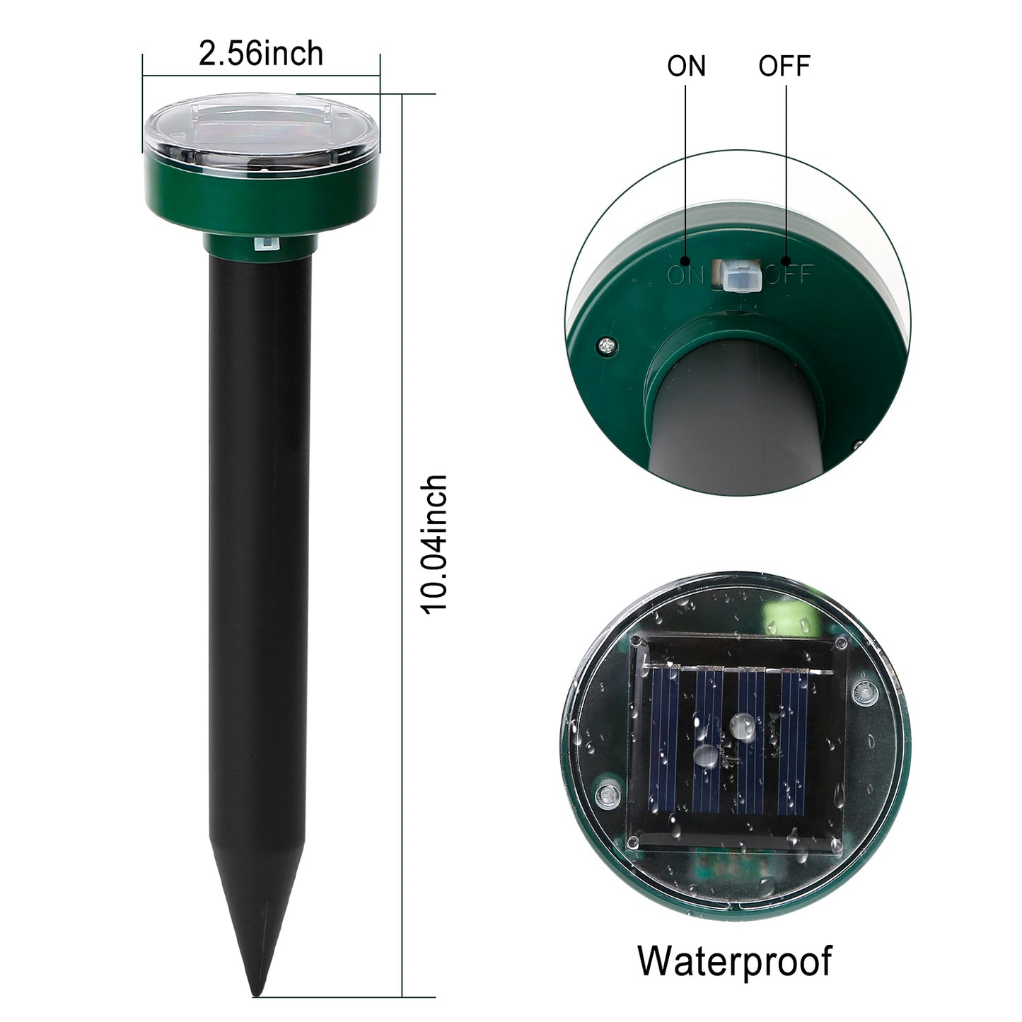 4Pcs Solar Powered Mole Repeller Sonic Gopher Stake Repellent Waterproof Outdoor For Farm Garden Yard Repelling Moles