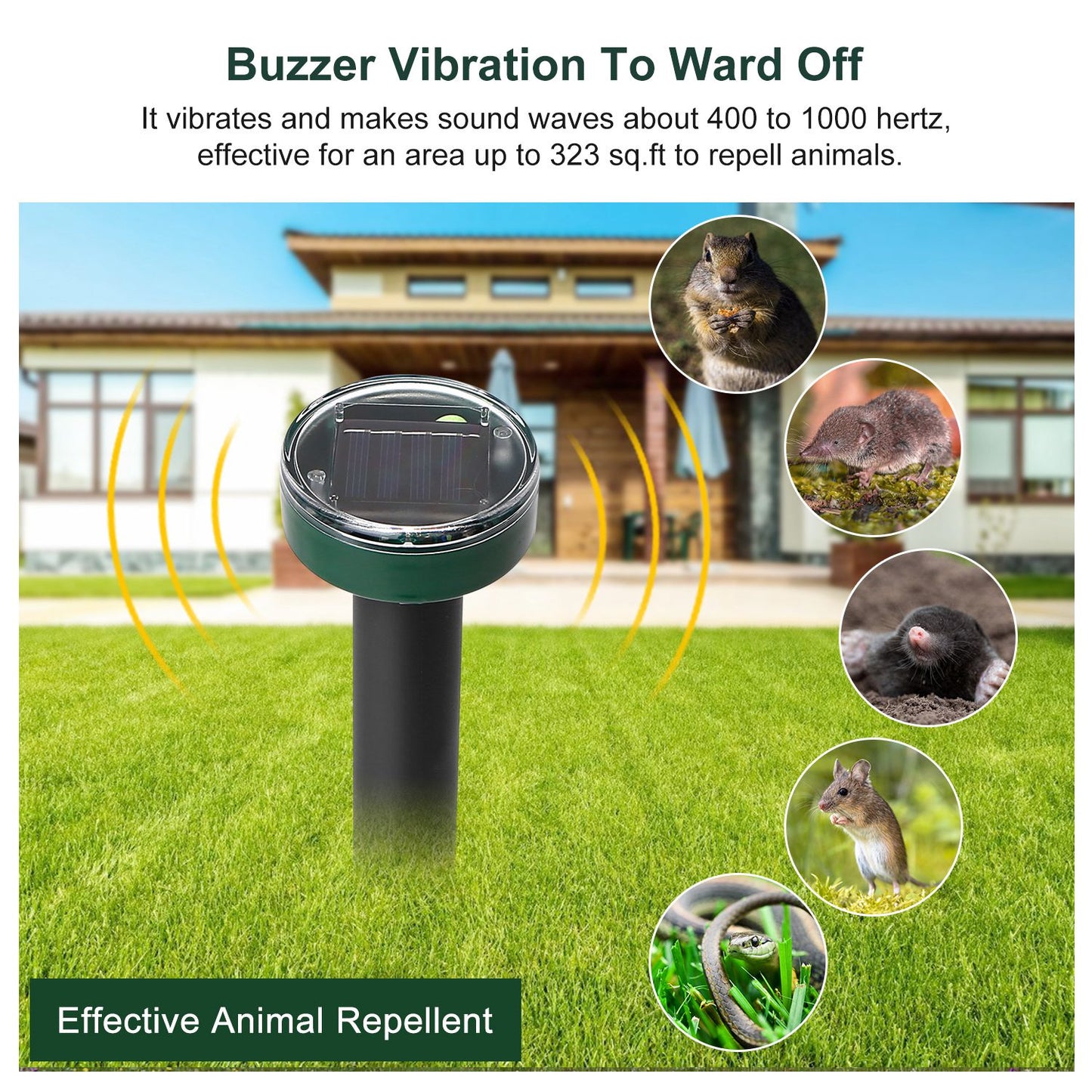 4Pcs Solar Powered Mole Repeller Sonic Gopher Stake Repellent Waterproof Outdoor For Farm Garden Yard Repelling Moles