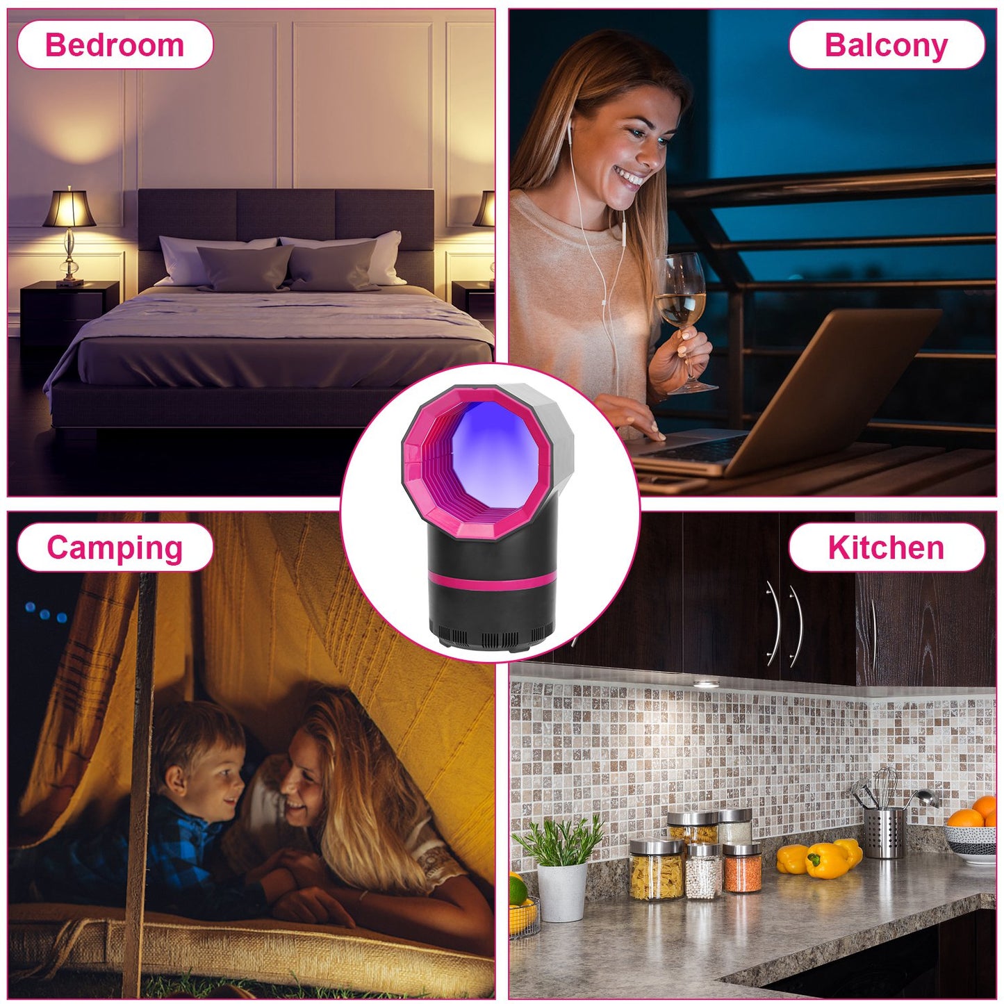 Electric Mosquito Killer Light Indoor Bug Zapper Fruit Fly Insect Trapper UV Light Trap Lamp w/ USB Cable