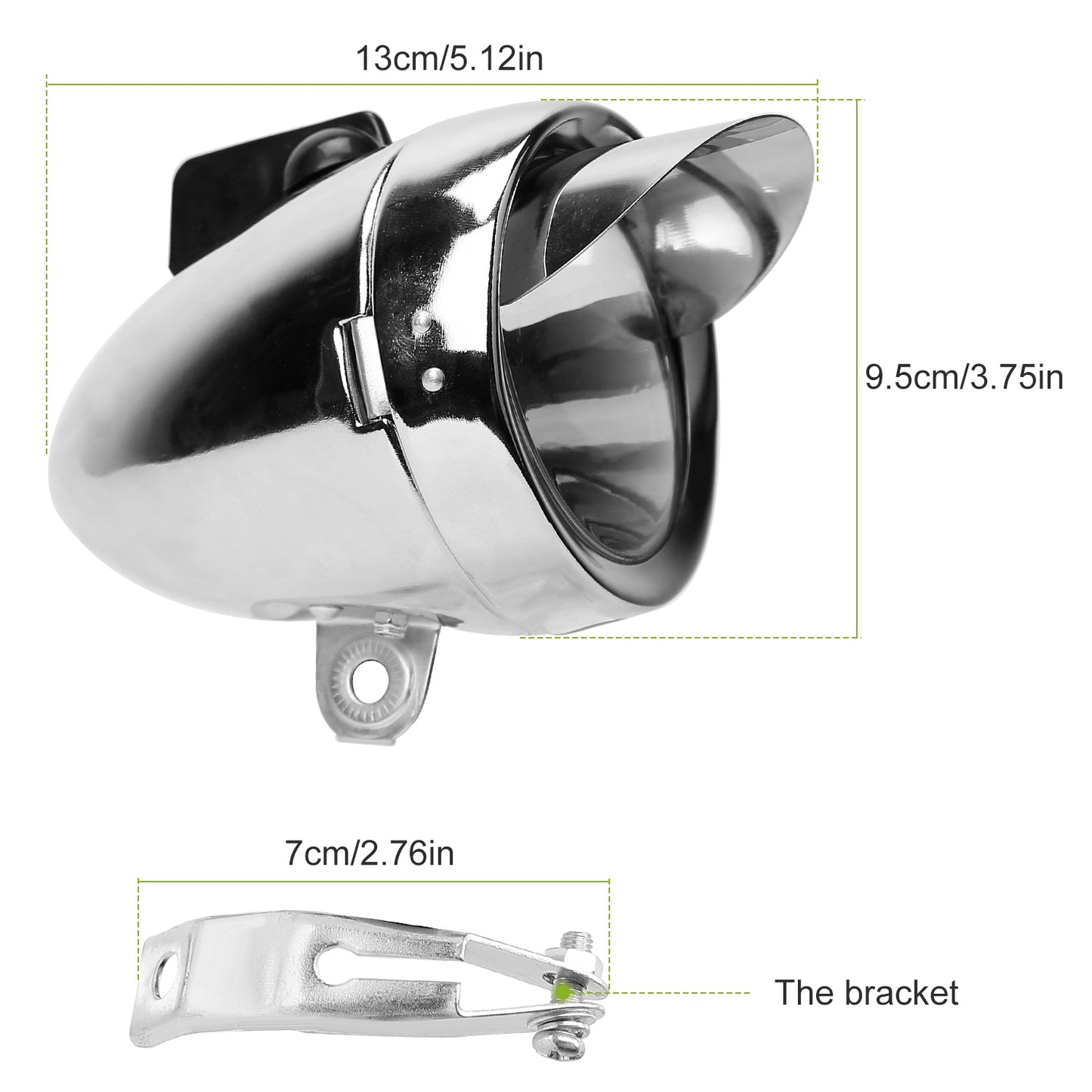 Vintage Bicycle Front Headlight Retro Metal Chrome Silver Shell Bright Bike LED Light Night Riding Safety Cycling Fog Light Headlamp