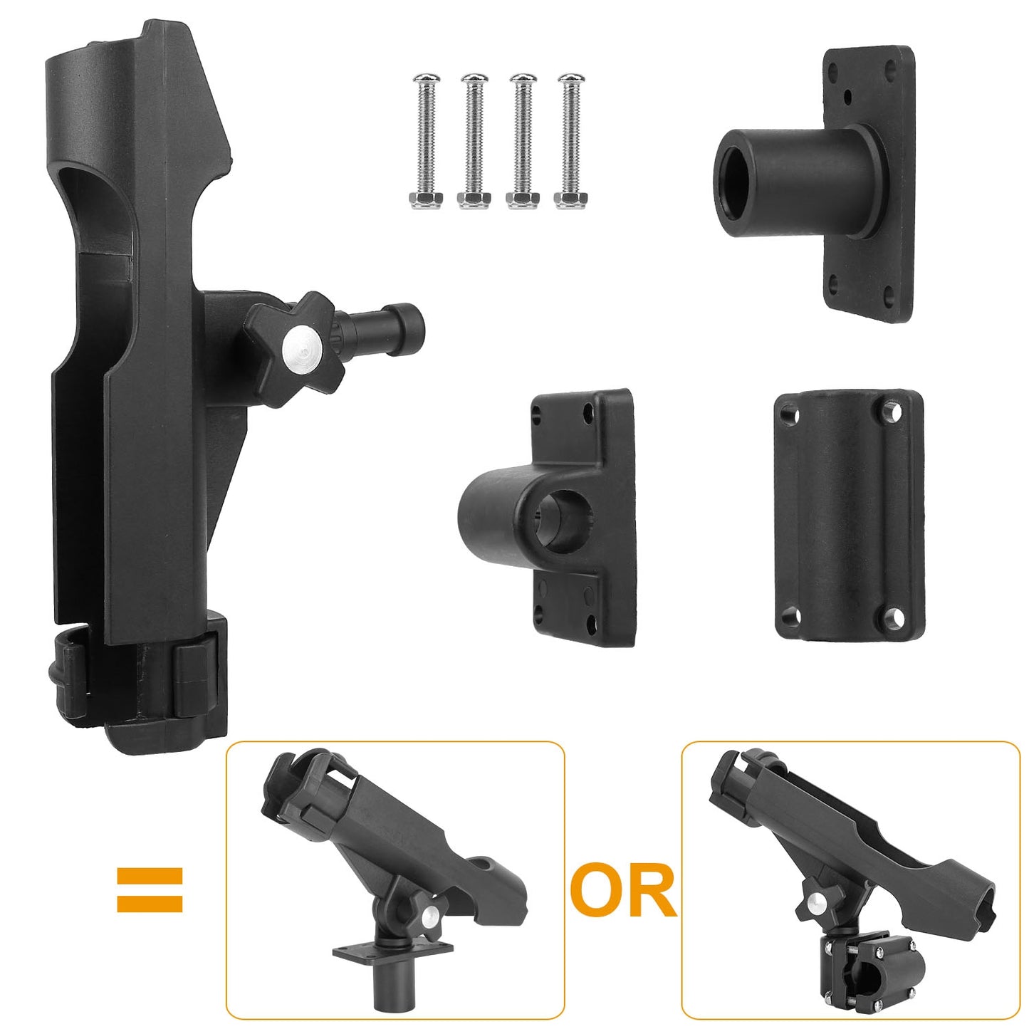 Boat Fishing Pole Rod Holder 360�� Rotatable Kayak Side Rail Mount Adjustable Folding Rod Holder w/ Large Clamp