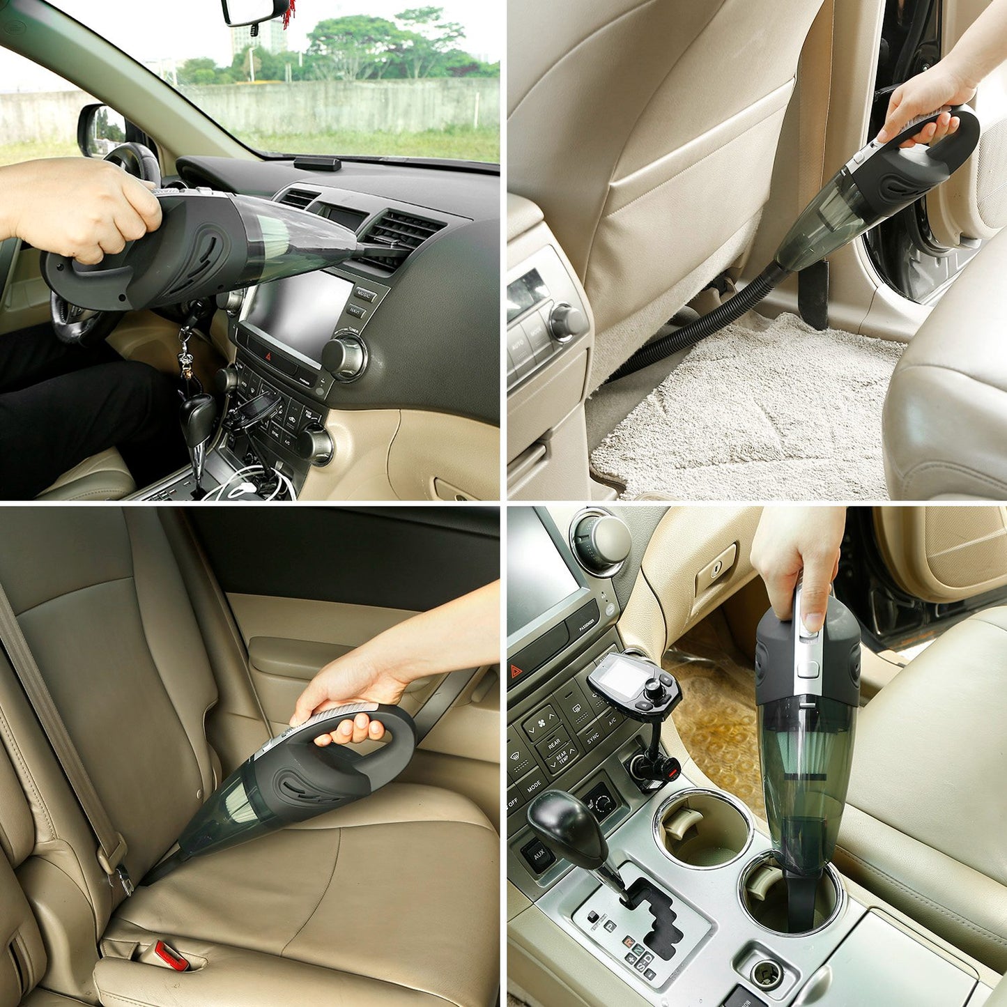Car Handheld Vacuum Cleaner Cordless Rechargeable Hand Vacuum Portable Strong Suction Vacuum w/ Hose Nuzzle Brush For Dust Pet Hair