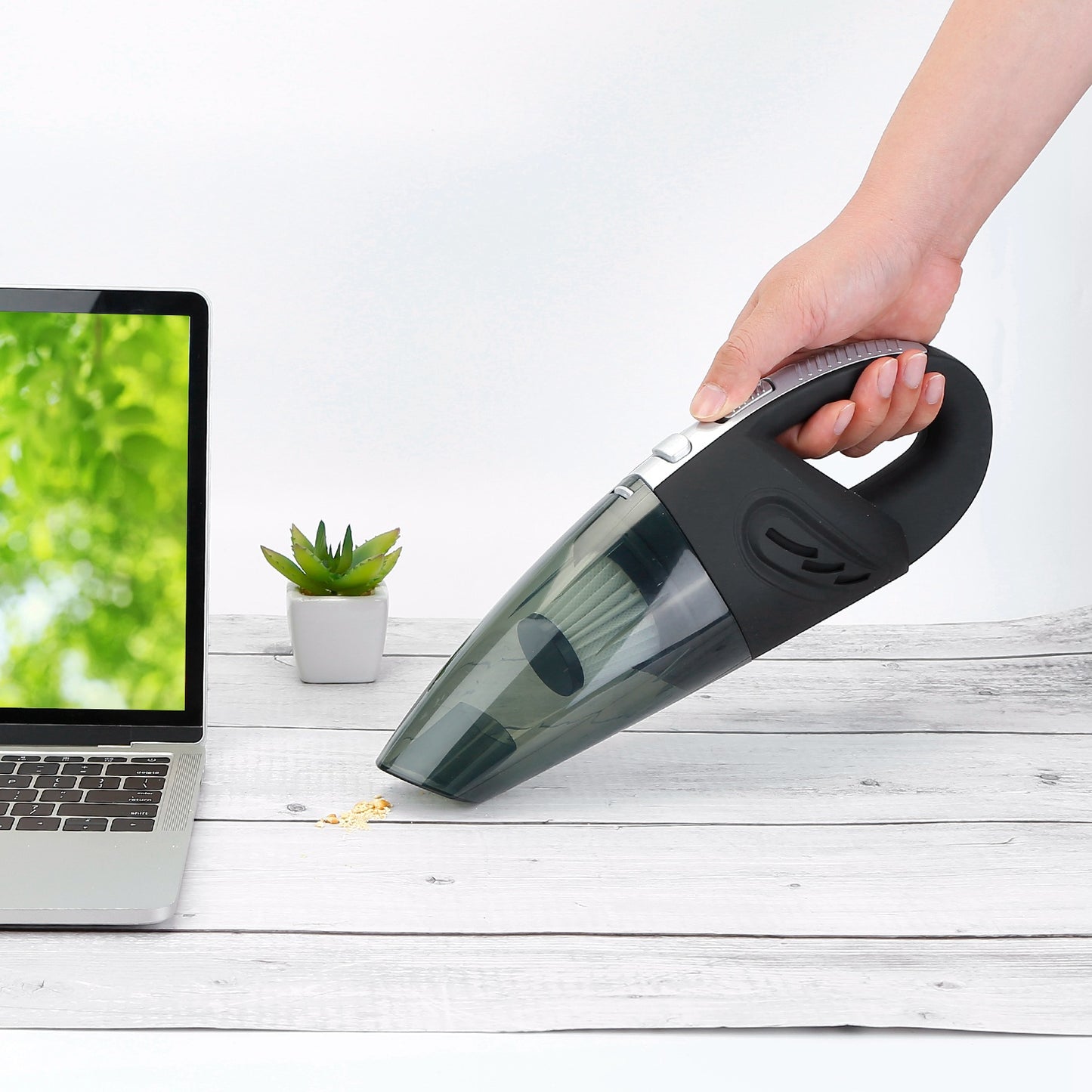 Car Handheld Vacuum Cleaner Cordless Rechargeable Hand Vacuum Portable Strong Suction Vacuum w/ Hose Nuzzle Brush For Dust Pet Hair