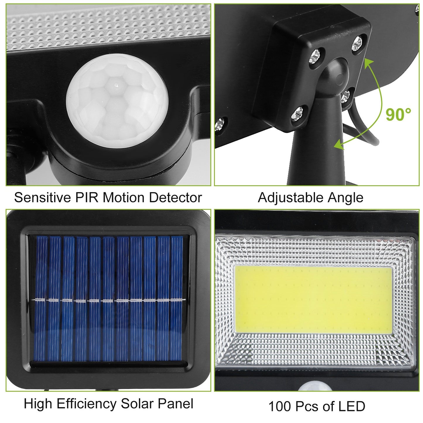 Solar Powered Wall Lights Outdoor 100 LED Beads Motion Sensor Lamp IP65 Waterproof Dusk To Dawn Sensor Light For Front Door Deck