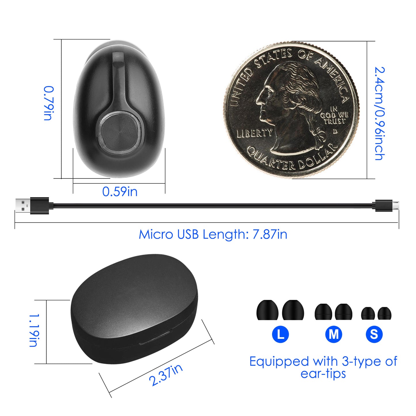 TWS Wireless 5.0 Earbuds In-Ear Stereo Headset Noise Canceling Earphone Headsets w/Mic Magnetic Charging Dock