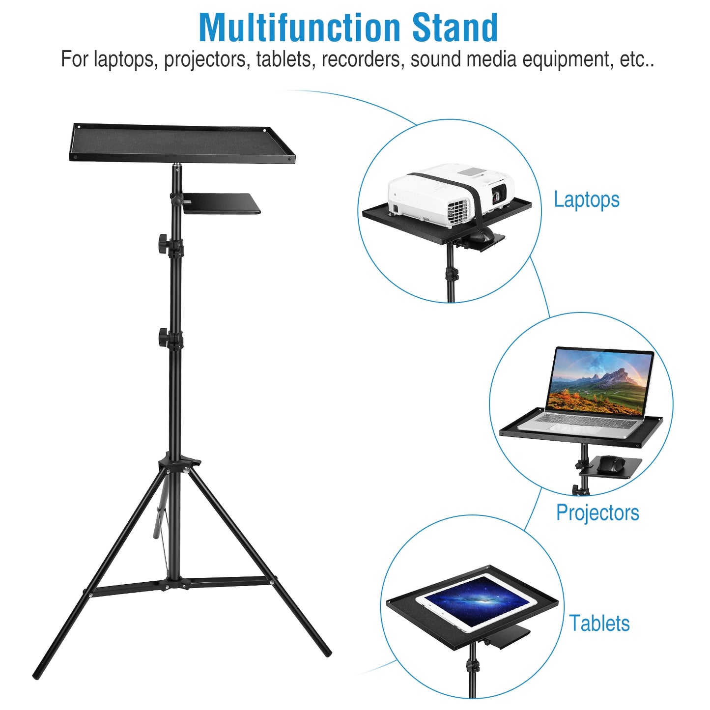Laptop Projector Tripod Stand Adjustable Height Notebook Floor Stand Portable Computer DJ Equipment Holder Mount Elevator