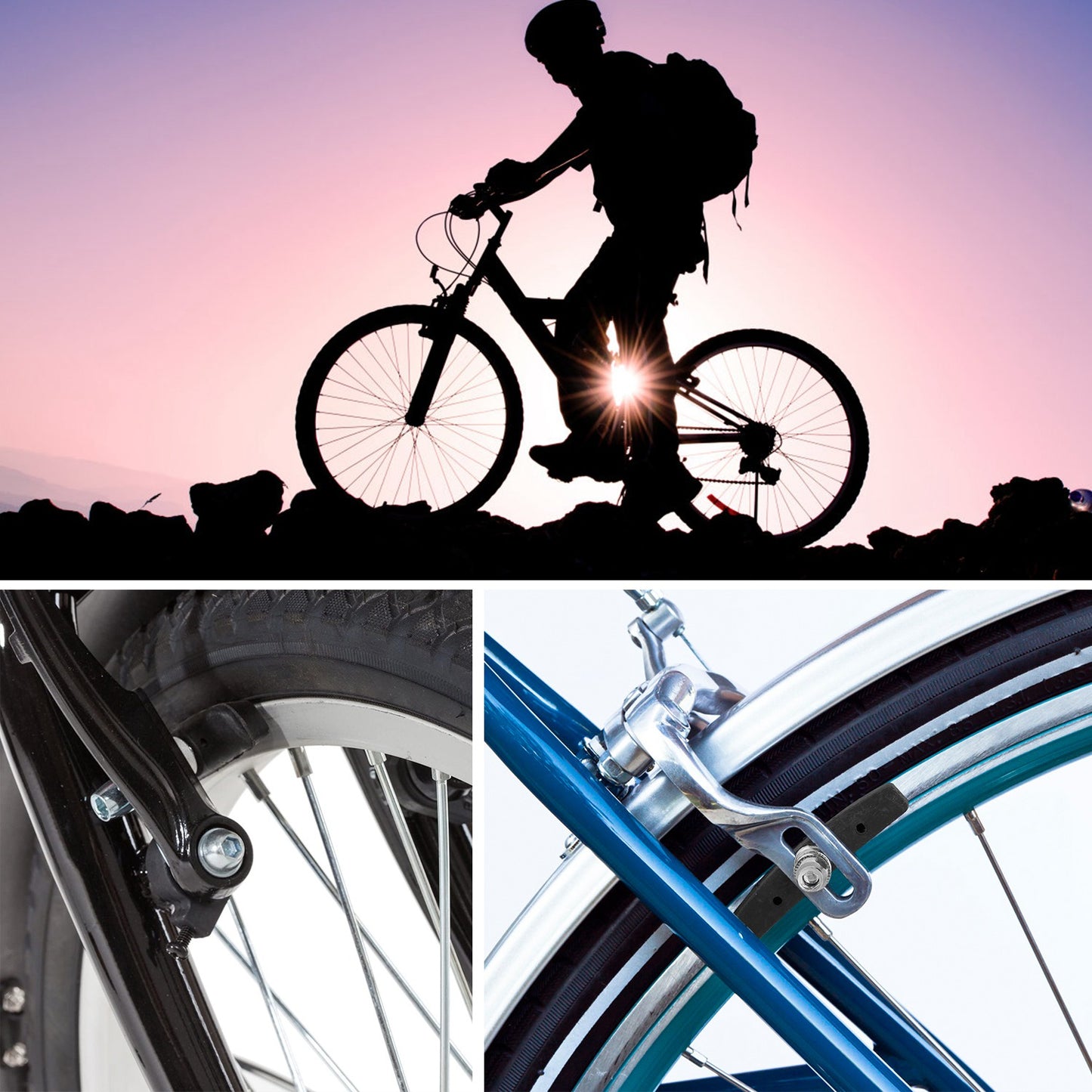 5 Pairs V Bike Brake Pads Road Mountain Bicycle V-Brake Blocks Set 70mm Non-Slip V Bicycle Stop Caliper W/ Hex Nuts and Spacers