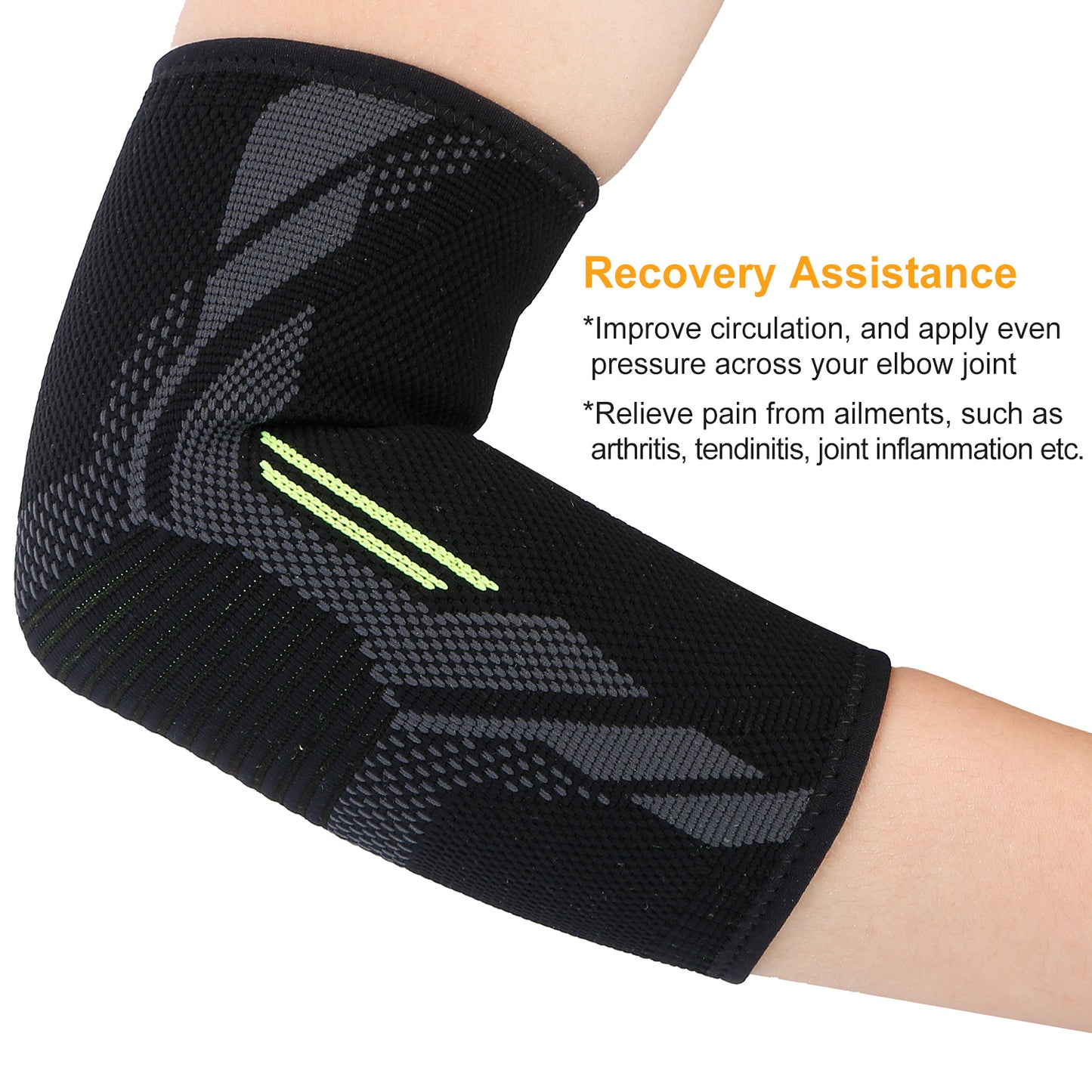 Elbow Support Brace Compression Sleeve Adjustable Arm Support Wrap Guard Bandage Arm Band for Tendinitis Arthritis [L Size]]