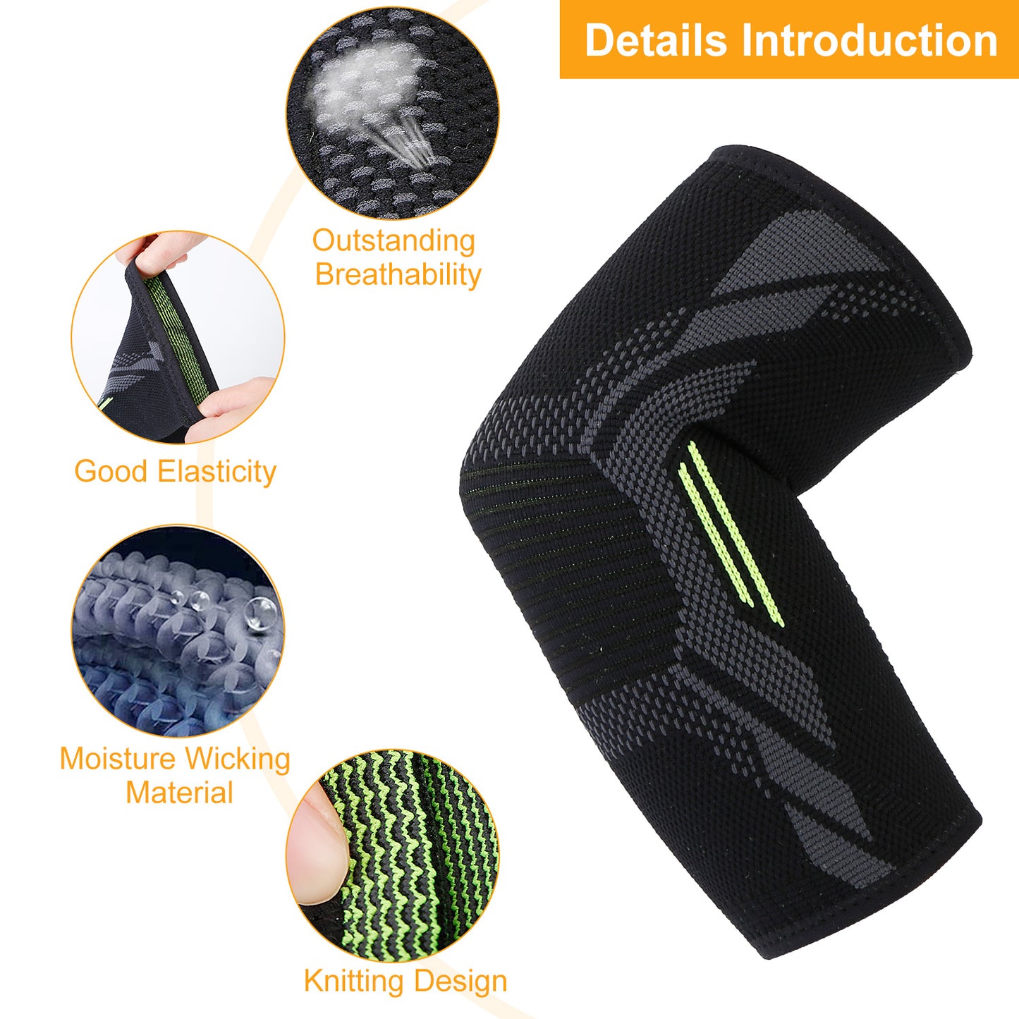 Elbow Support Brace Compression Sleeve Adjustable Arm Support Wrap Guard Bandage Arm Band for Tendinitis Arthritis [L Size]]