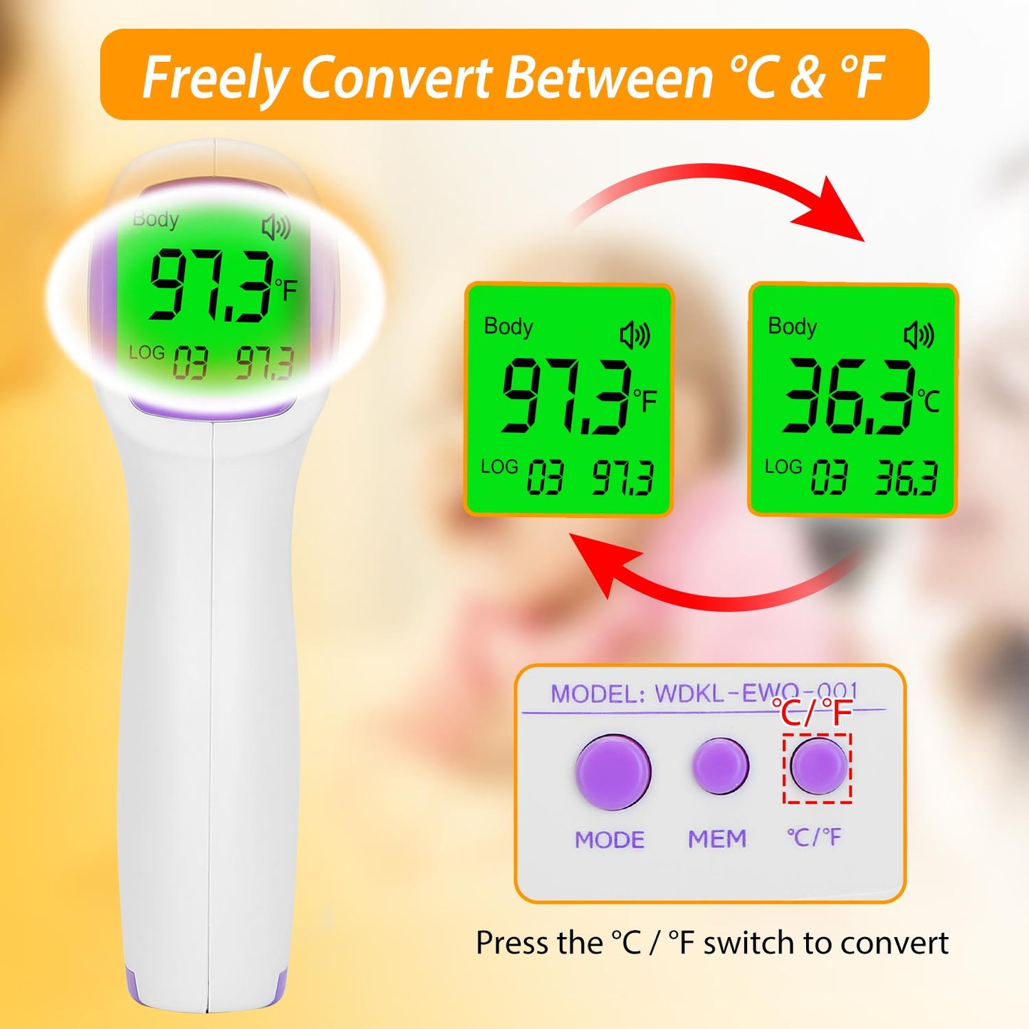 Digital Infrared Thermometer Non-contact Forehead Body Thermometer