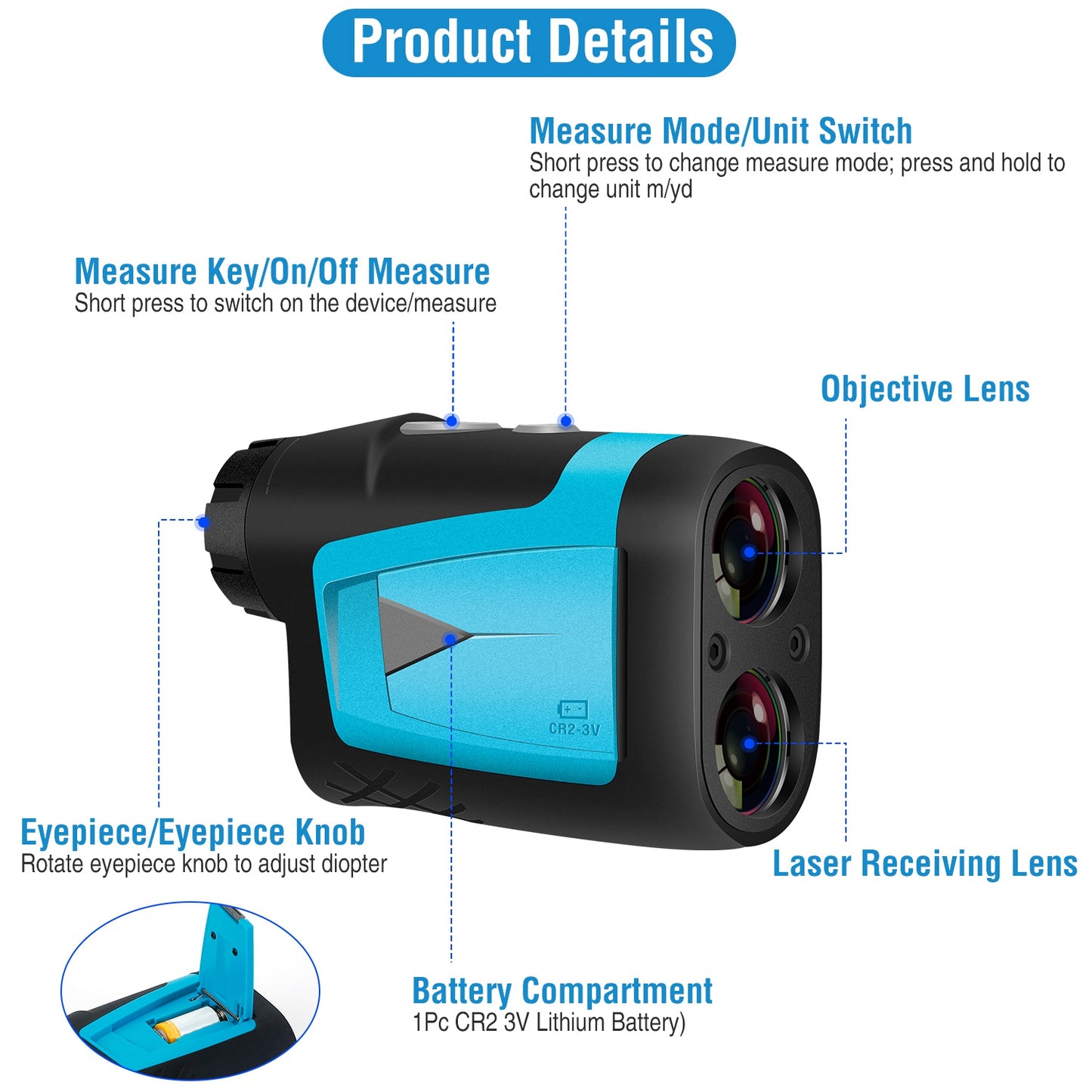 Professional Precision Laser Golf Rangefinder 600m/656Yard 6X Magnification Distance Angle Speed Measurement For Golf Hunting