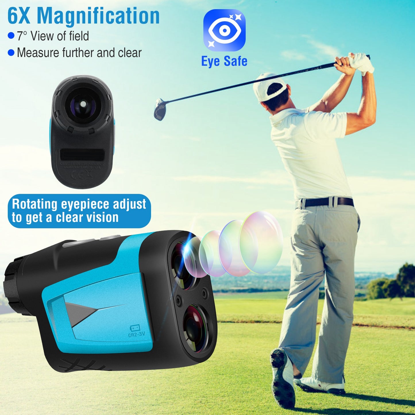 Professional Precision Laser Golf Rangefinder 600m/656Yard 6X Magnification Distance Angle Speed Measurement For Golf Hunting