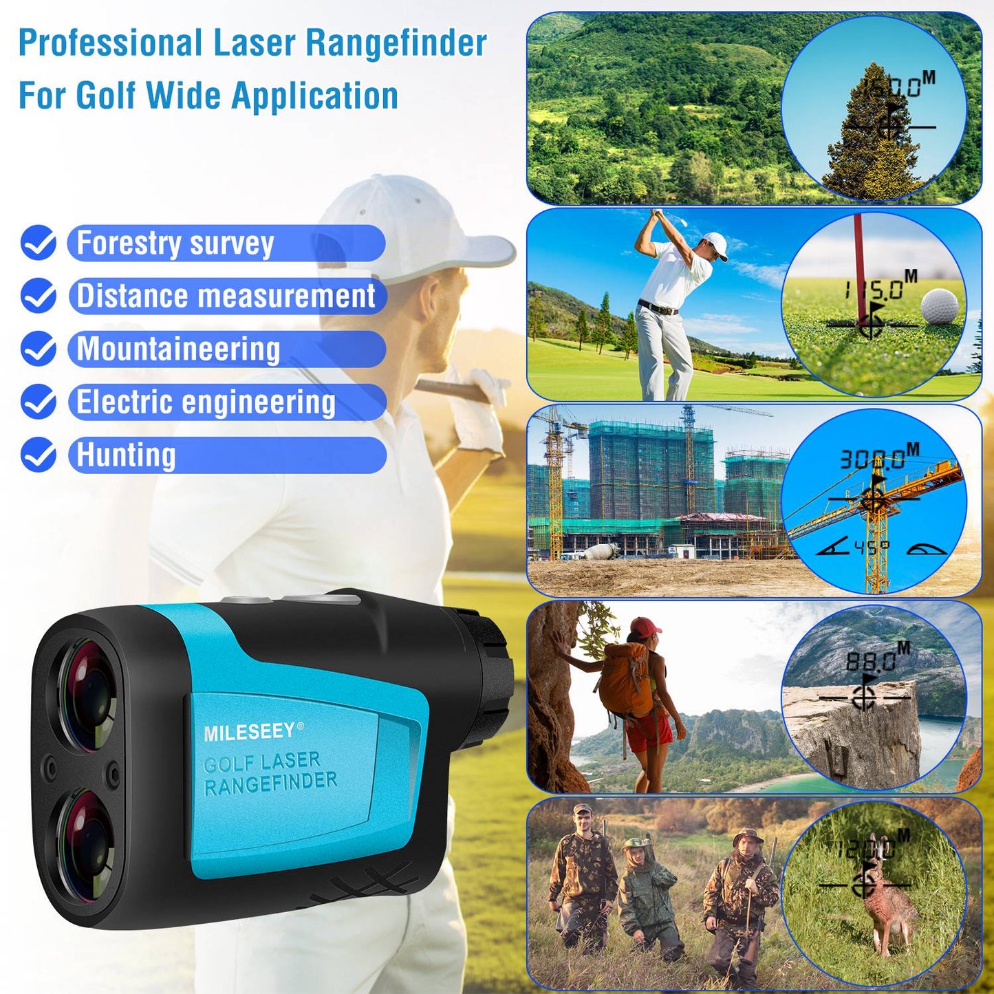 Professional Precision Laser Golf Rangefinder 600m/656Yard 6X Magnification Distance Angle Speed Measurement For Golf Hunting