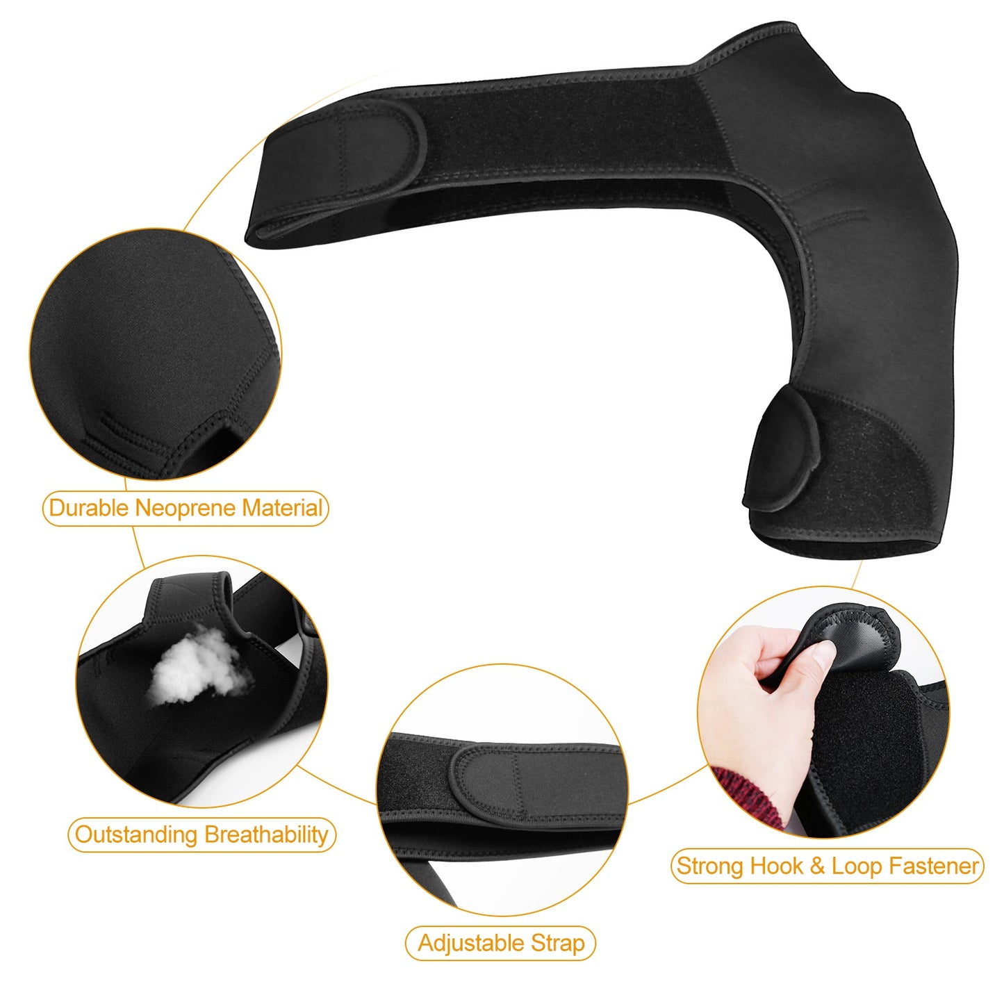 Shoulder Support Brace Rotator Cuff Support Wrap Strap Compression Therapy Sleeve w/ Adjustable Straps for Arthritis Bursitis [Left]