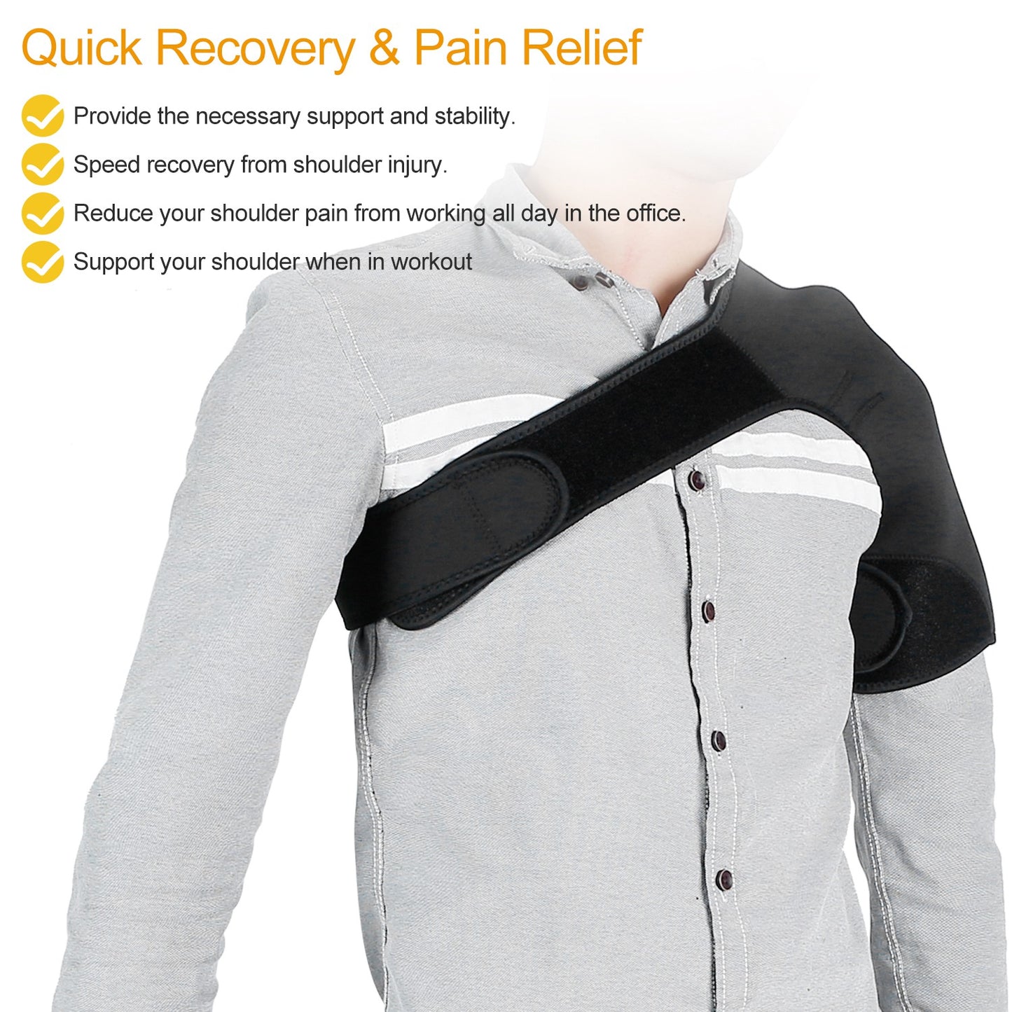 Shoulder Support Brace Rotator Cuff Support Wrap Strap Compression Therapy Sleeve w/ Adjustable Straps for Arthritis Bursitis [Left]