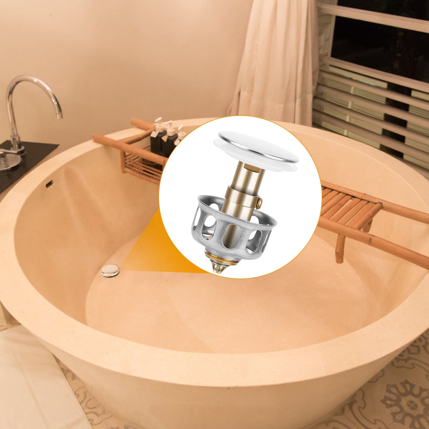 2Pcs Sink Drain Plugs Wash Basin Bounce Drain Filter Pop Up Bathtub Sink Drain Stoppers Strainer W/ Basket