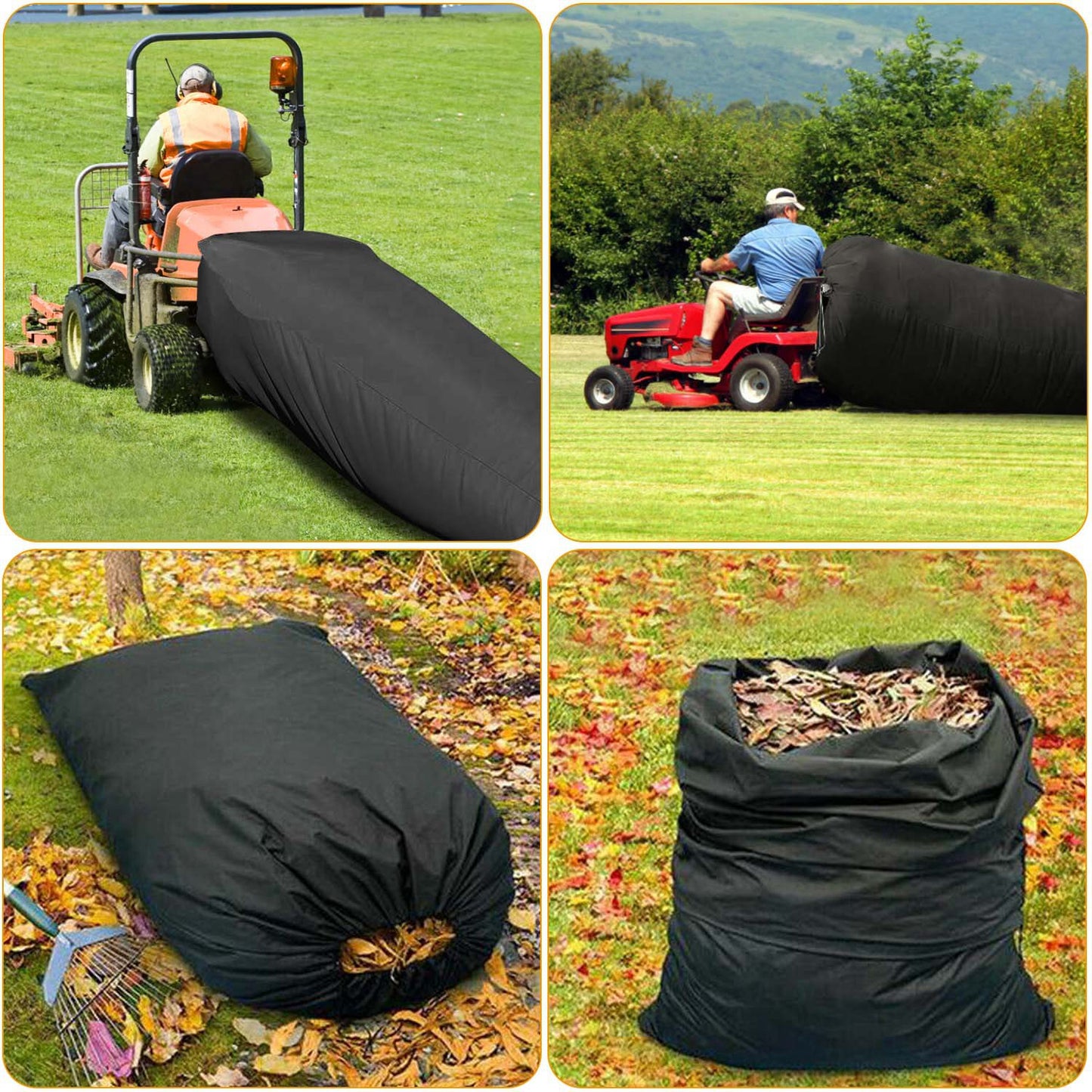 Lawn Tractor Leaf Bag 54 Cubic Feet Standard Garden Waste Collection Bag w/ 112in Opening For Fast & Easy Leaf Collection Riding Lawn Mower
