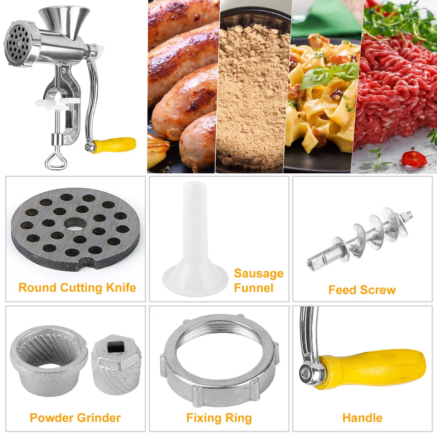 Manual Meat Grinder Heavy Duty Hand Operated Mincer Sausage Maker Machine Noodle Maker Kitchen Food Grinder For Pork Beef Pepper