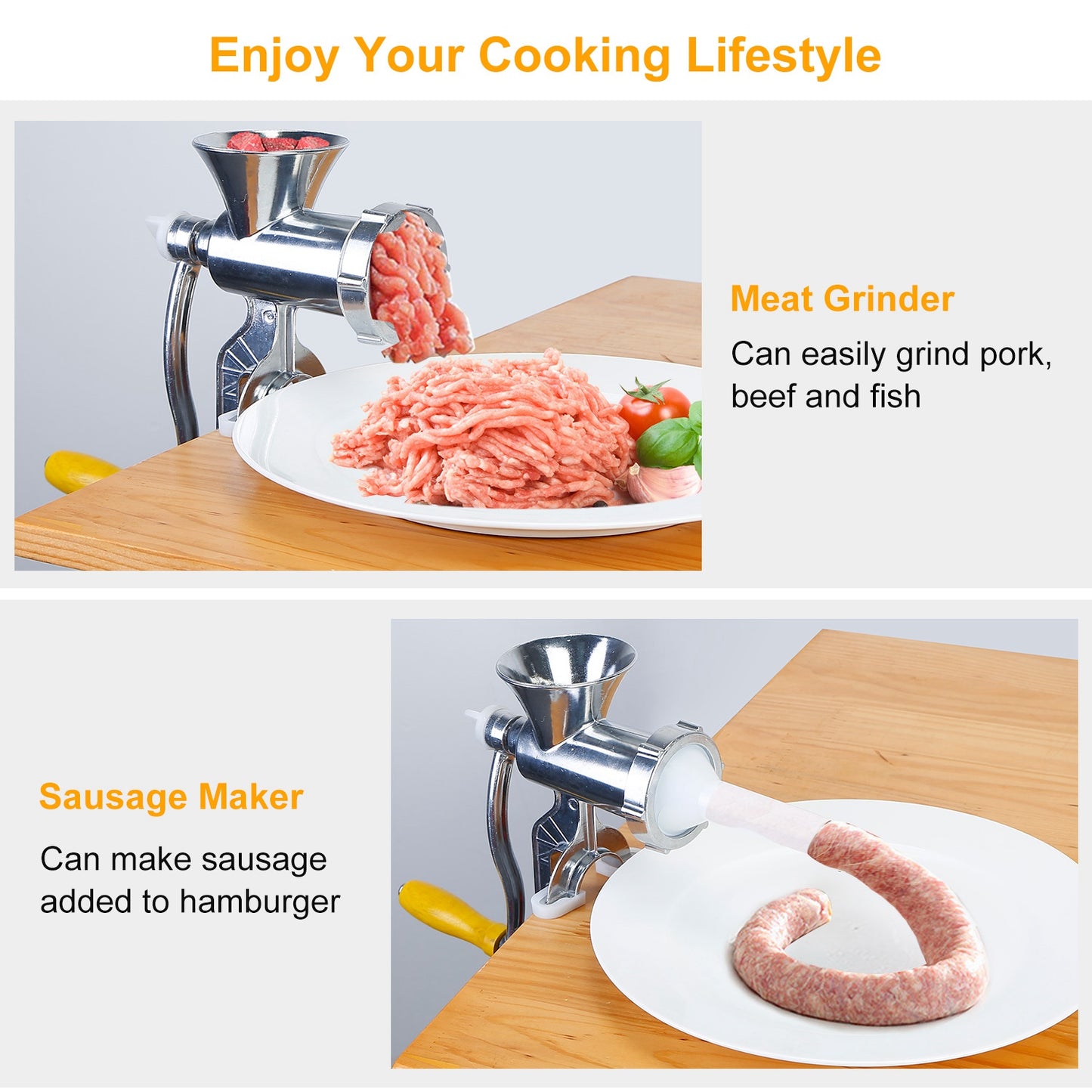 Manual Meat Grinder Heavy Duty Hand Operated Mincer Sausage Maker Machine Noodle Maker Kitchen Food Grinder For Pork Beef Pepper