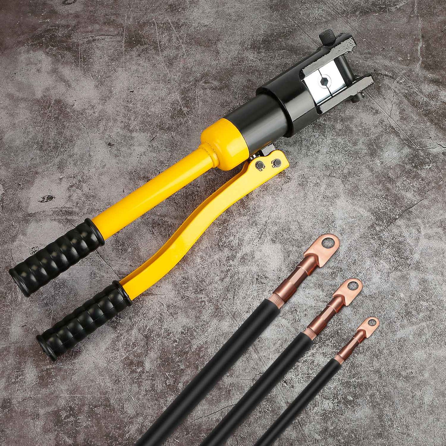 12 Ton Hydraulic Wire Crimper Professional Terminal Crimping Pliers Battery Cable Lug Crimping Tool Set W/ 12 Dies