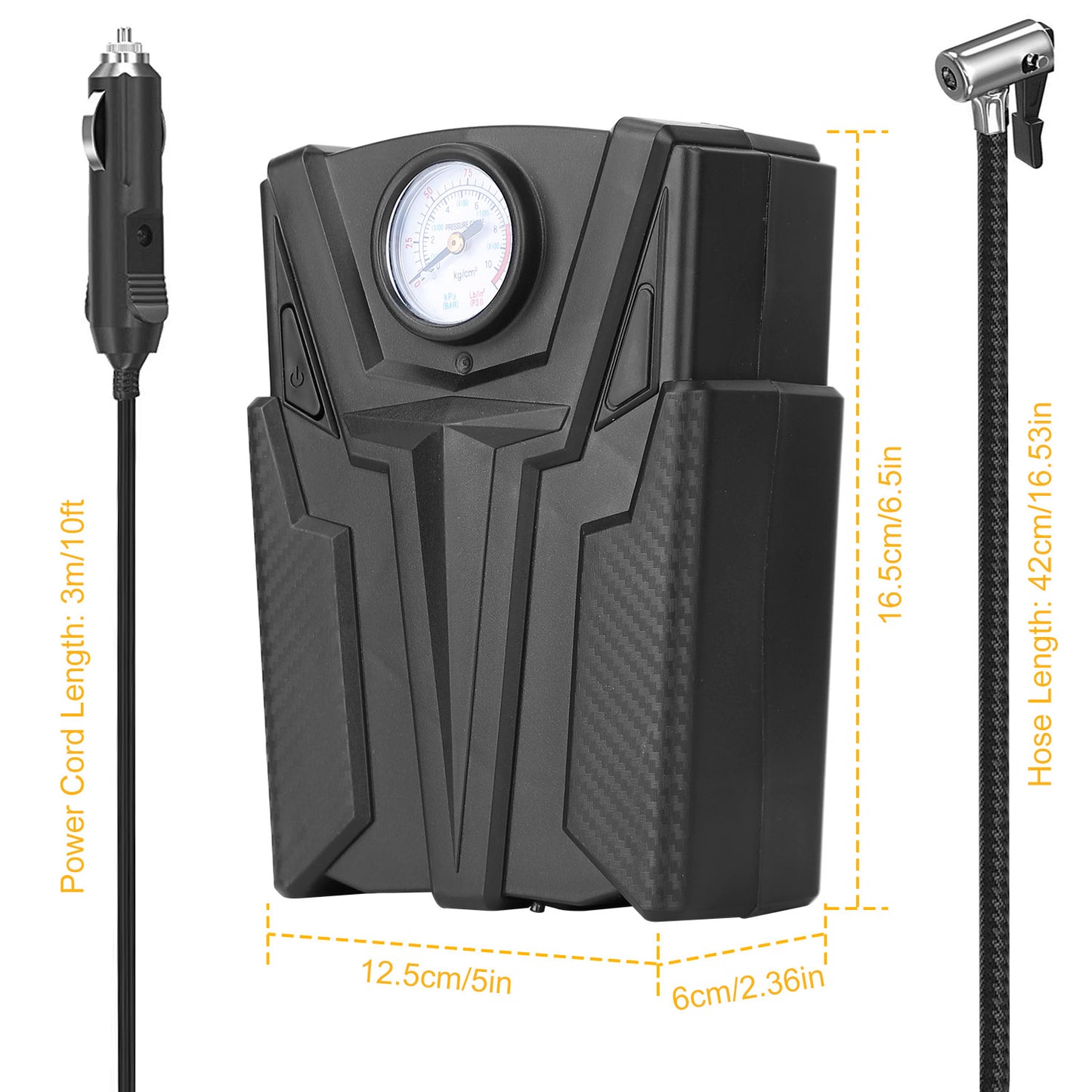 Car Tire Air Pump Portable Air Compressor Pump DC 12V Car Tire Inflator Pump For Bicycle Motorcycle w/ Pointer