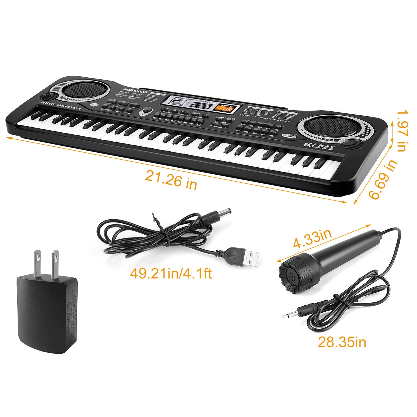 TeqHome 61 Keys Digital Music Electronic Keyboard Electric Piano Musical Instrument Kids Learning Keyboard w/ Microphone For Beginners Kids Girls Boys Adults
