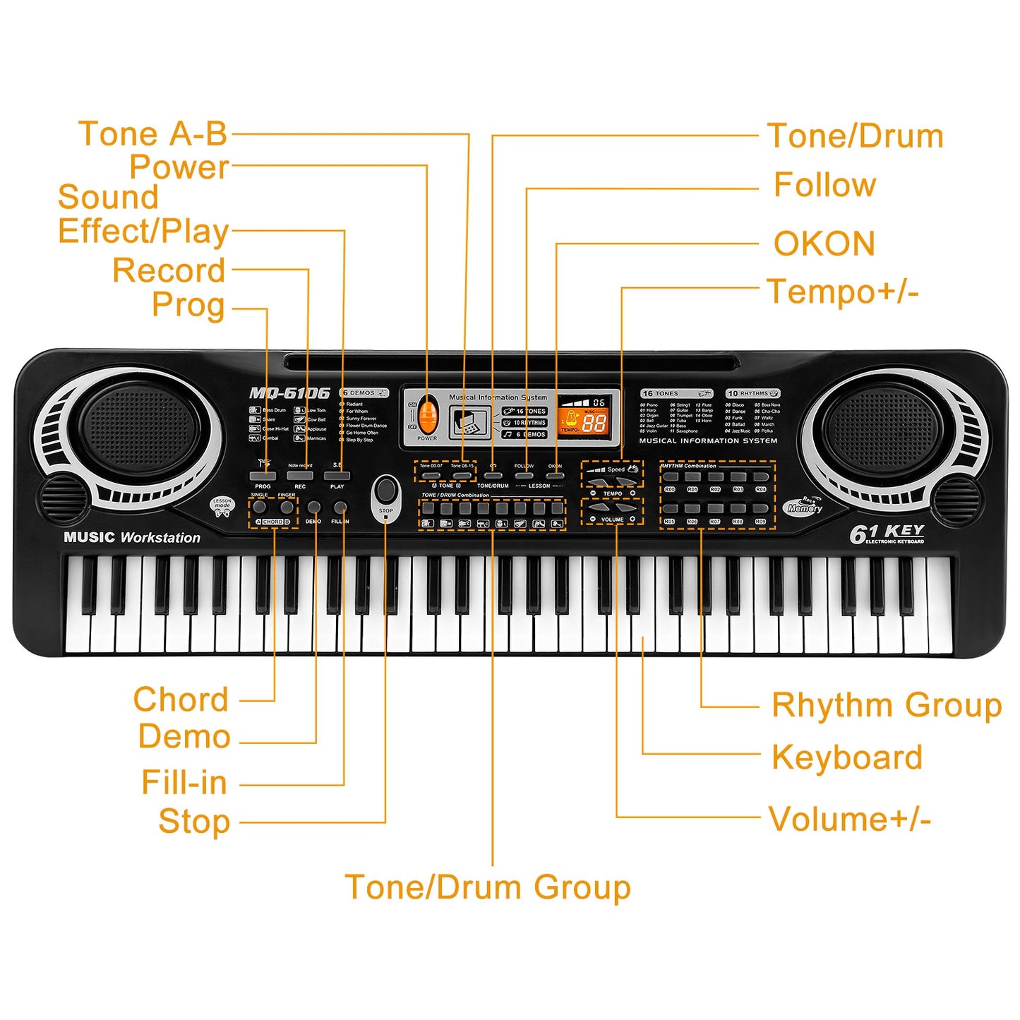 61 Key Electronic Music Keyboard