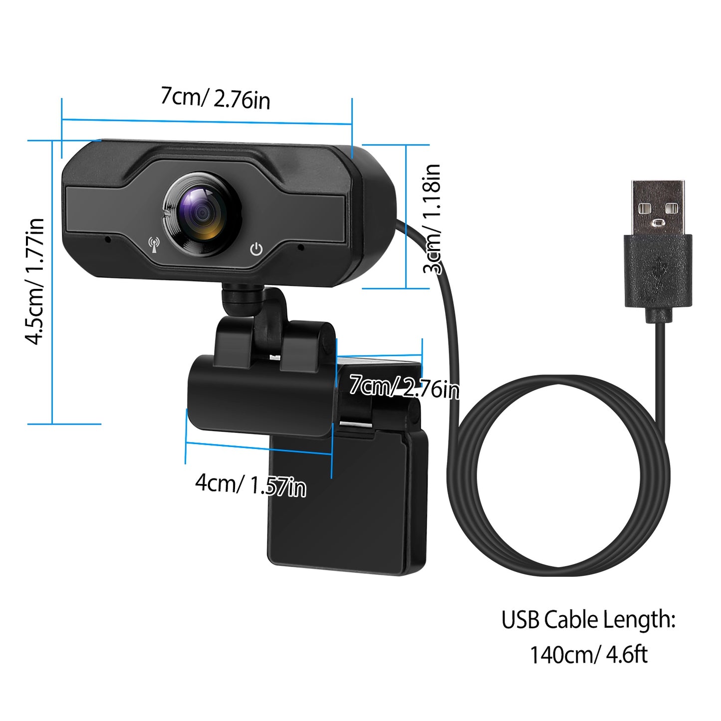 FHD 1080P USB Clip Webcam Rotatable
