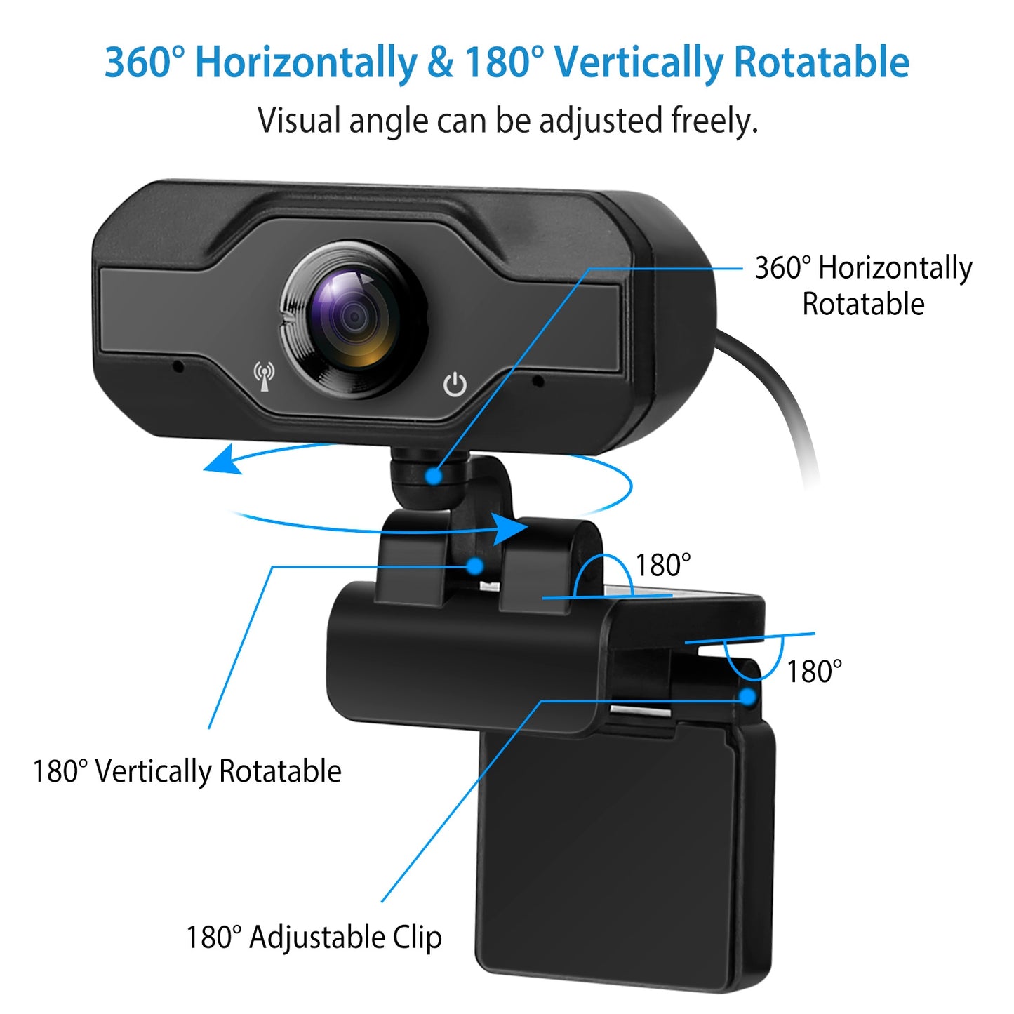 FHD 1080P USB Clip Webcam Rotatable