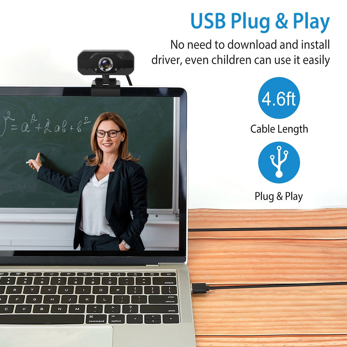 FHD 1080P USB Clip Webcam Rotatable