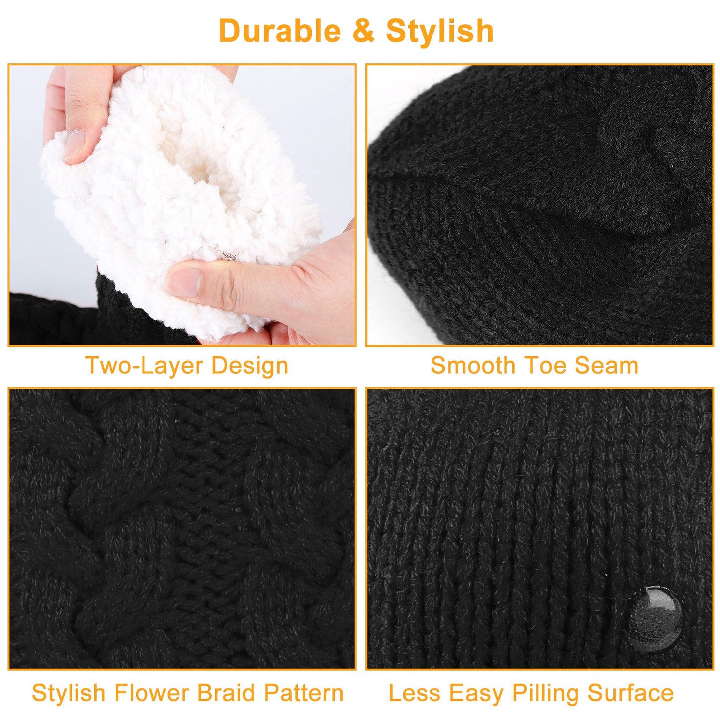 Winter Slipper Socks Winter Warm Fluffy Grip Floor Socks W/ Anti-Slip Grip For Women US 5.5-8.5
