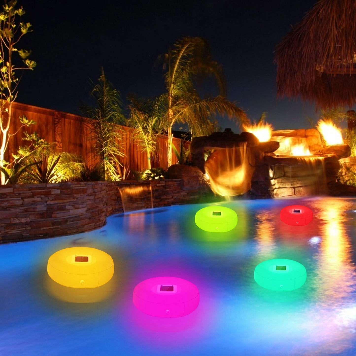 Solar Powered Floating Pool Lamps Light Sensor Swimming Pool Decorative Light with 7 Colors Change Waterproof