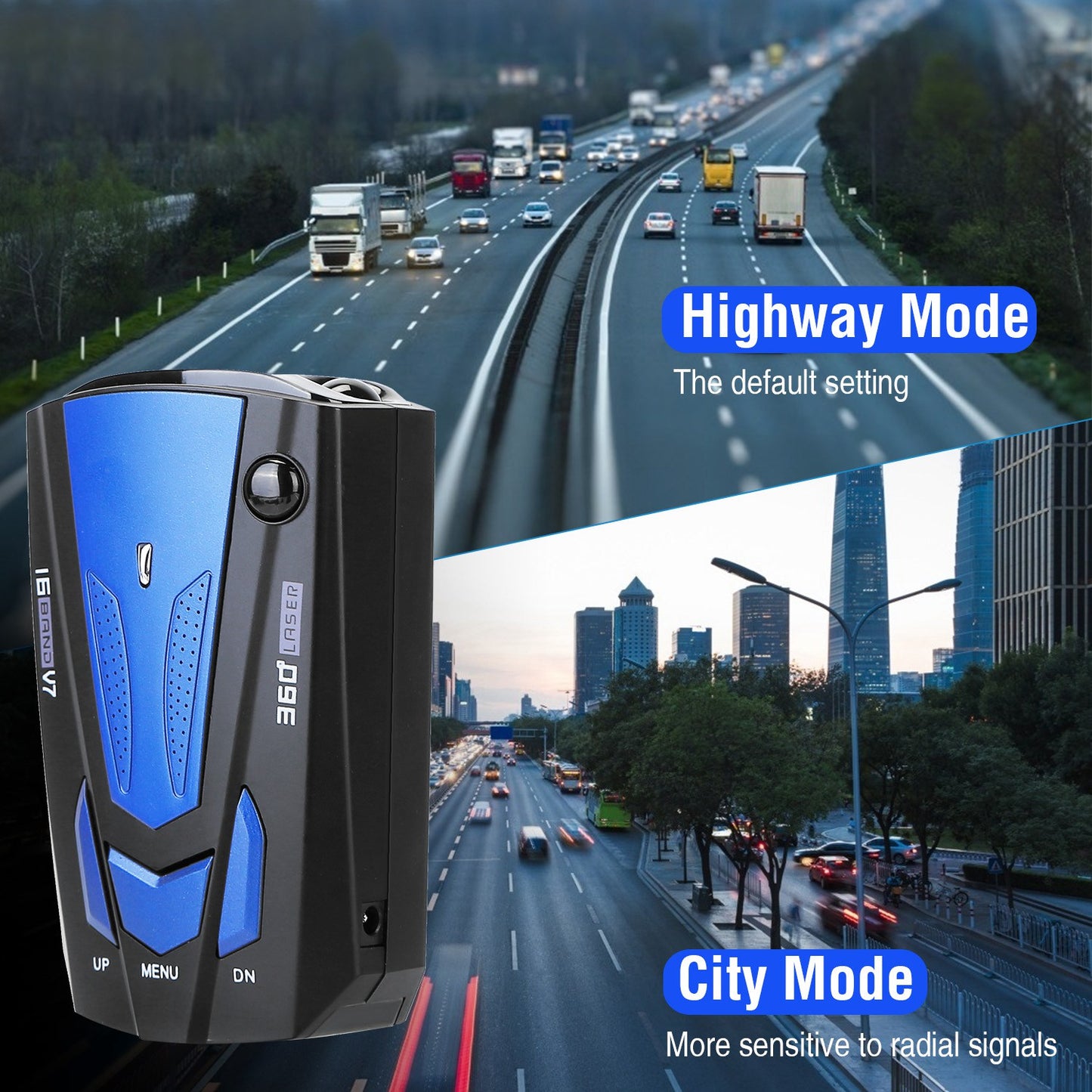 Radar Detector Car 16 Band V7 Speed Safety Voice Alert Car Radar LED Display
