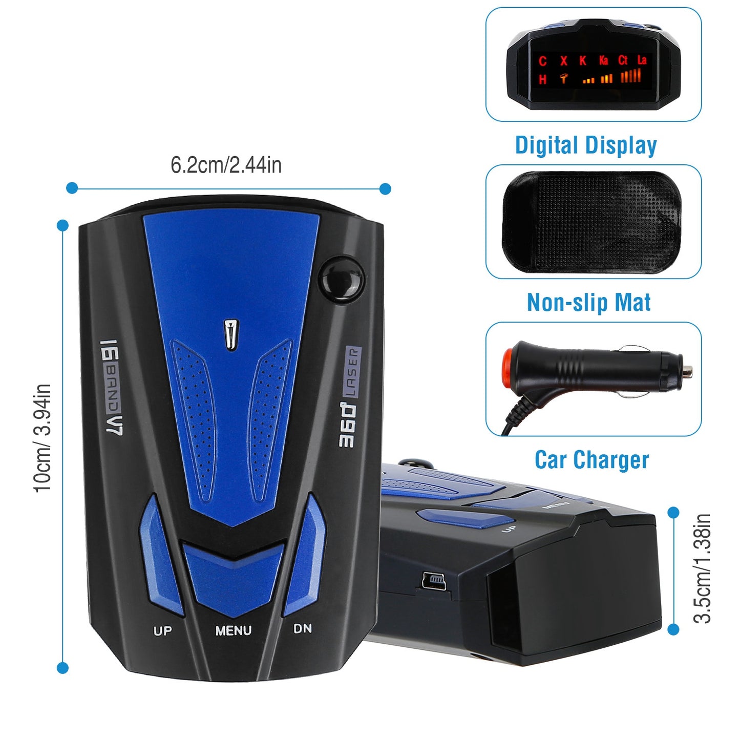 Radar Detector Car 16 Band V7 Speed Safety Voice Alert Car Radar LED Display