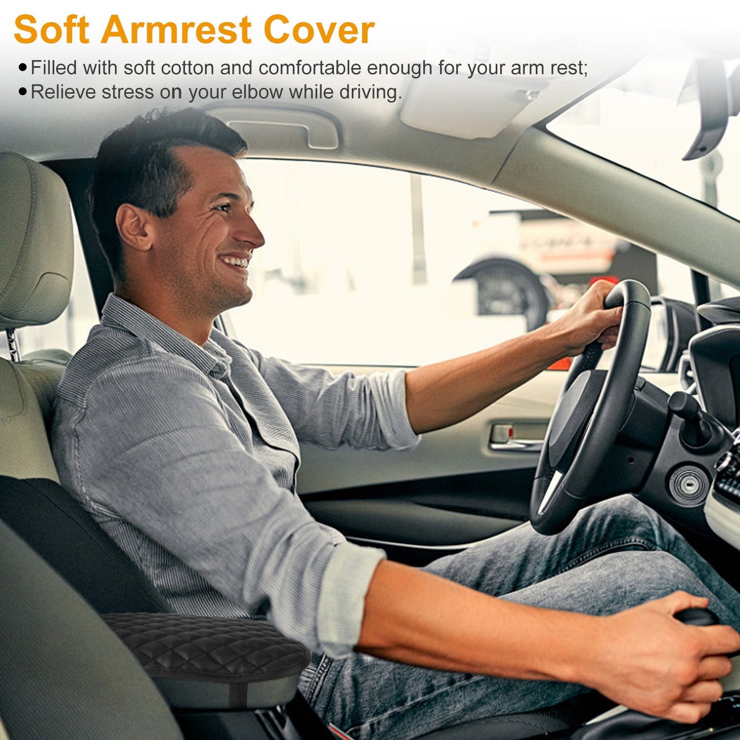 Car Armrest Pad Cover PU Leather Auto Center Console Seat Box Cover Protector