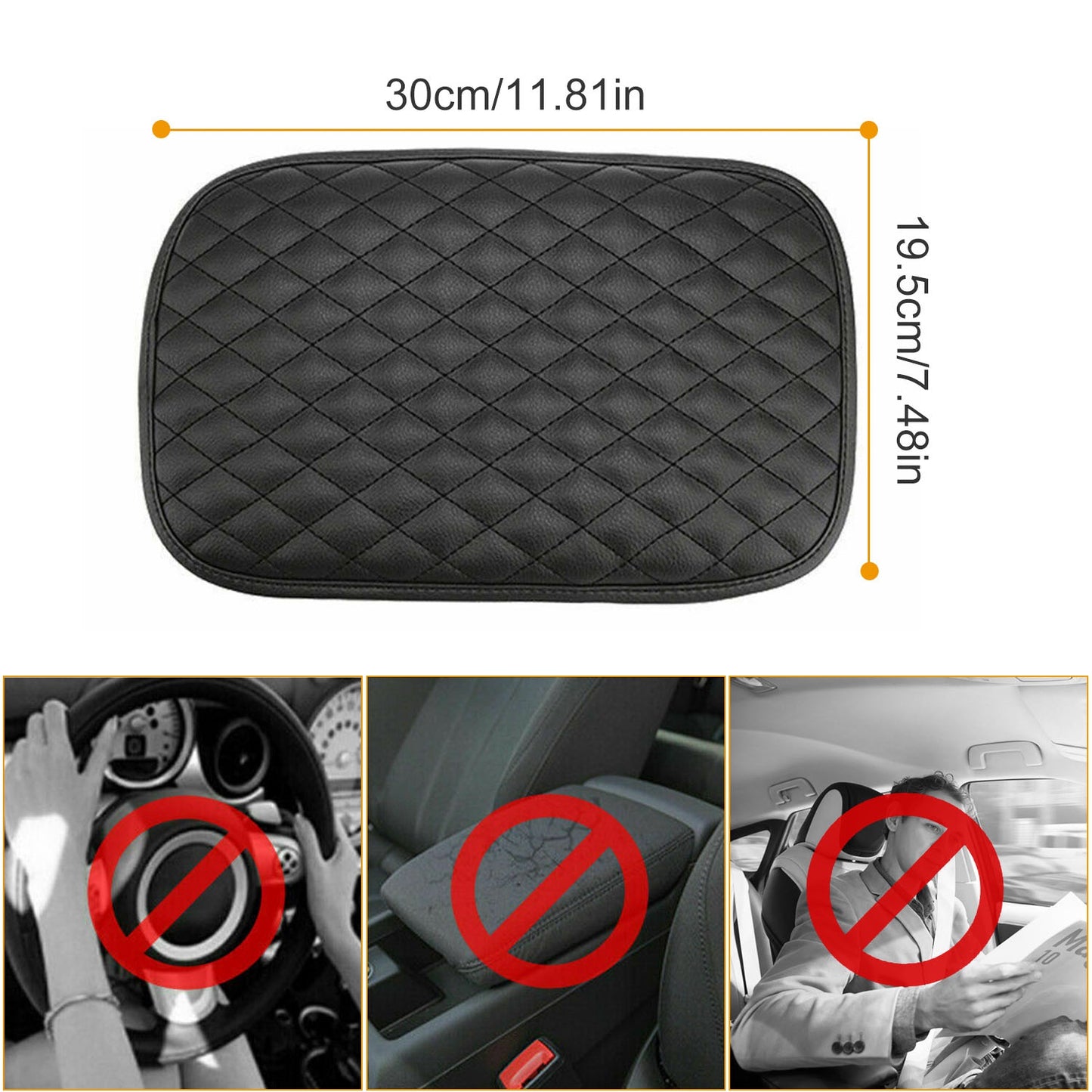 Car Armrest Pad Cover PU Leather Auto Center Console Seat Box Cover Protector