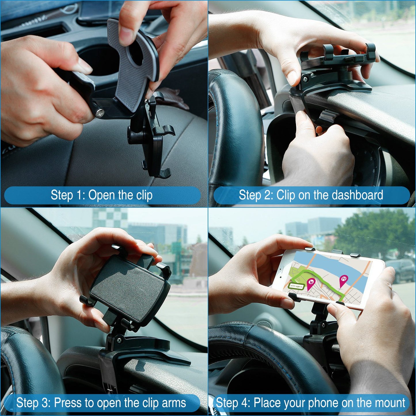 Car Dashboard Phone Stand Car Phone Holder Non-slip 360° Rotation Dashboard Phone Holder Suitable For 3-7in Cell Phone