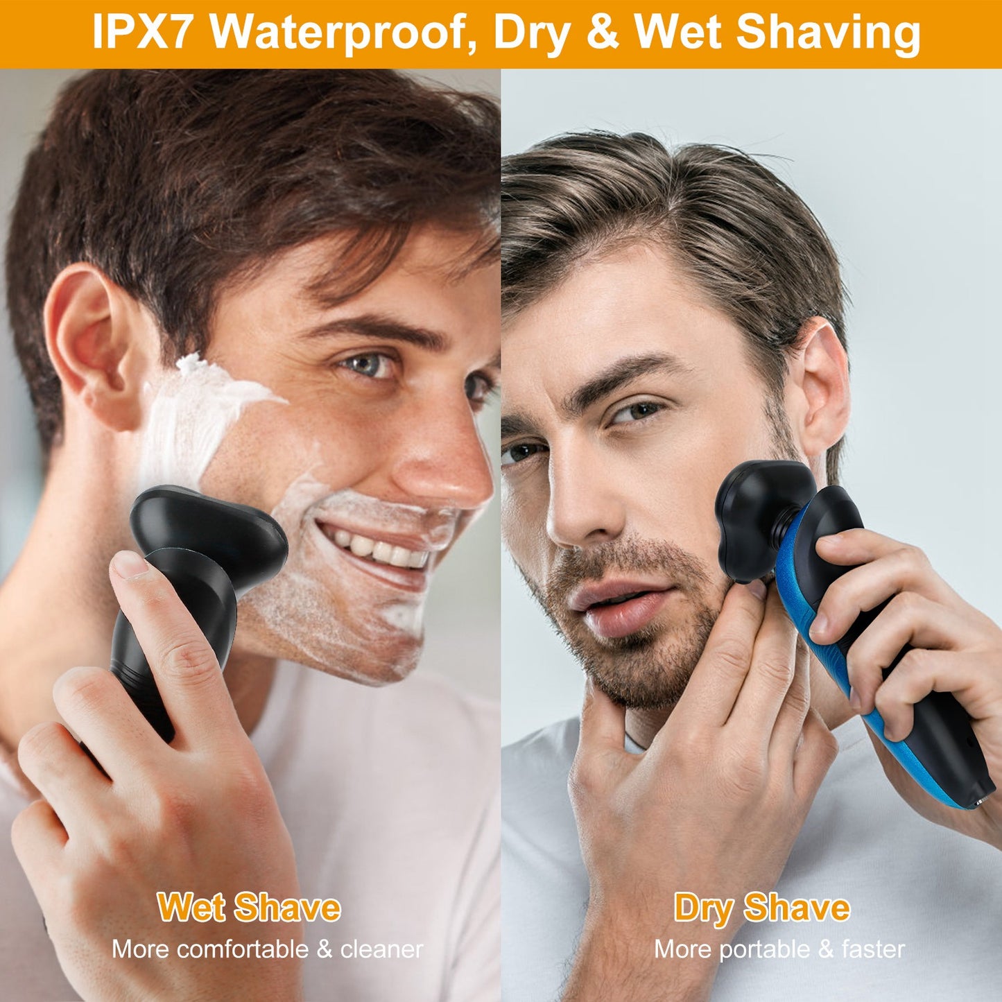 4 In 1Electric Shaver for Men IPX7 Waterproof Beard Trimmer Cordless Rechargeable Razor Beard Nose Hair Face Wet Dry