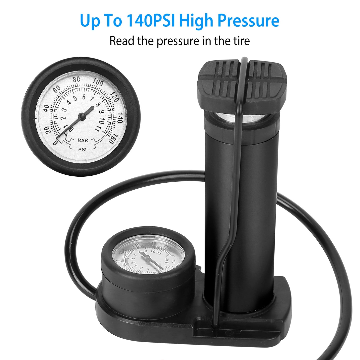 Mini Bike Foot Pump Portable Bicycle Tire Inflator Ball Air Pump Pressure Gauge Tire Air Pump