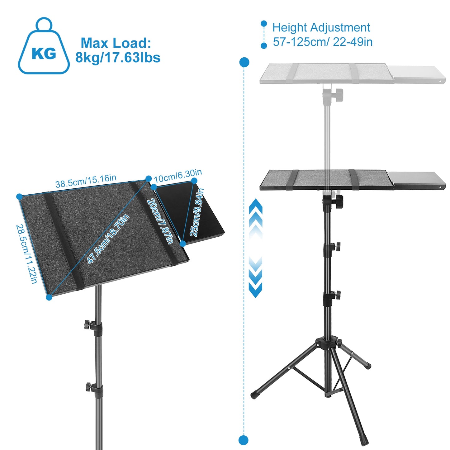 Projector Tripod Stand Folding Laptop Stand w/ Height Tilt Adjustment Portable DJ Equipment Holder Mount