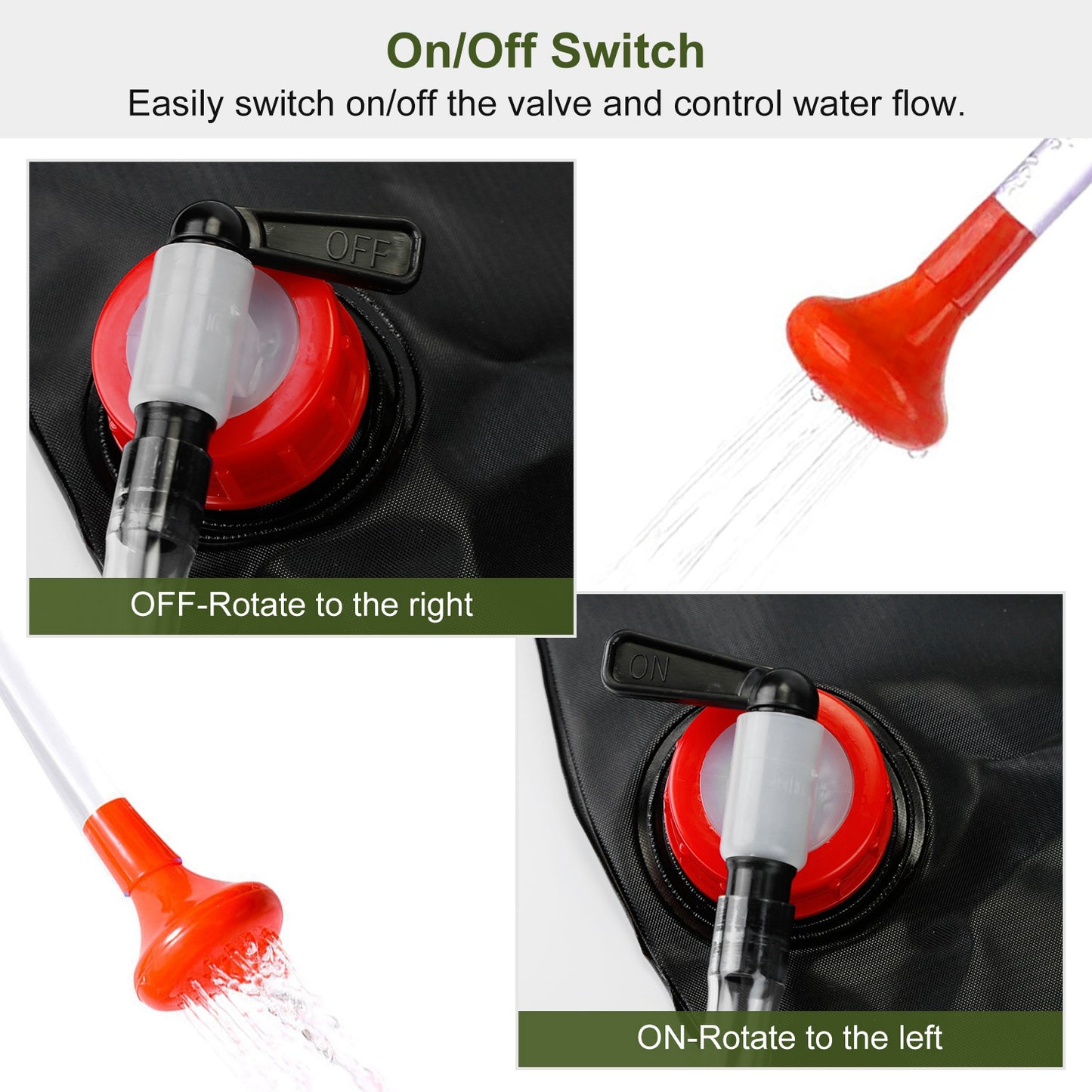 Portable Solar Heated Shower Bag Camping Shower Bath Water Bag 5 Gallons w/ On-Off Switchable Shower Head